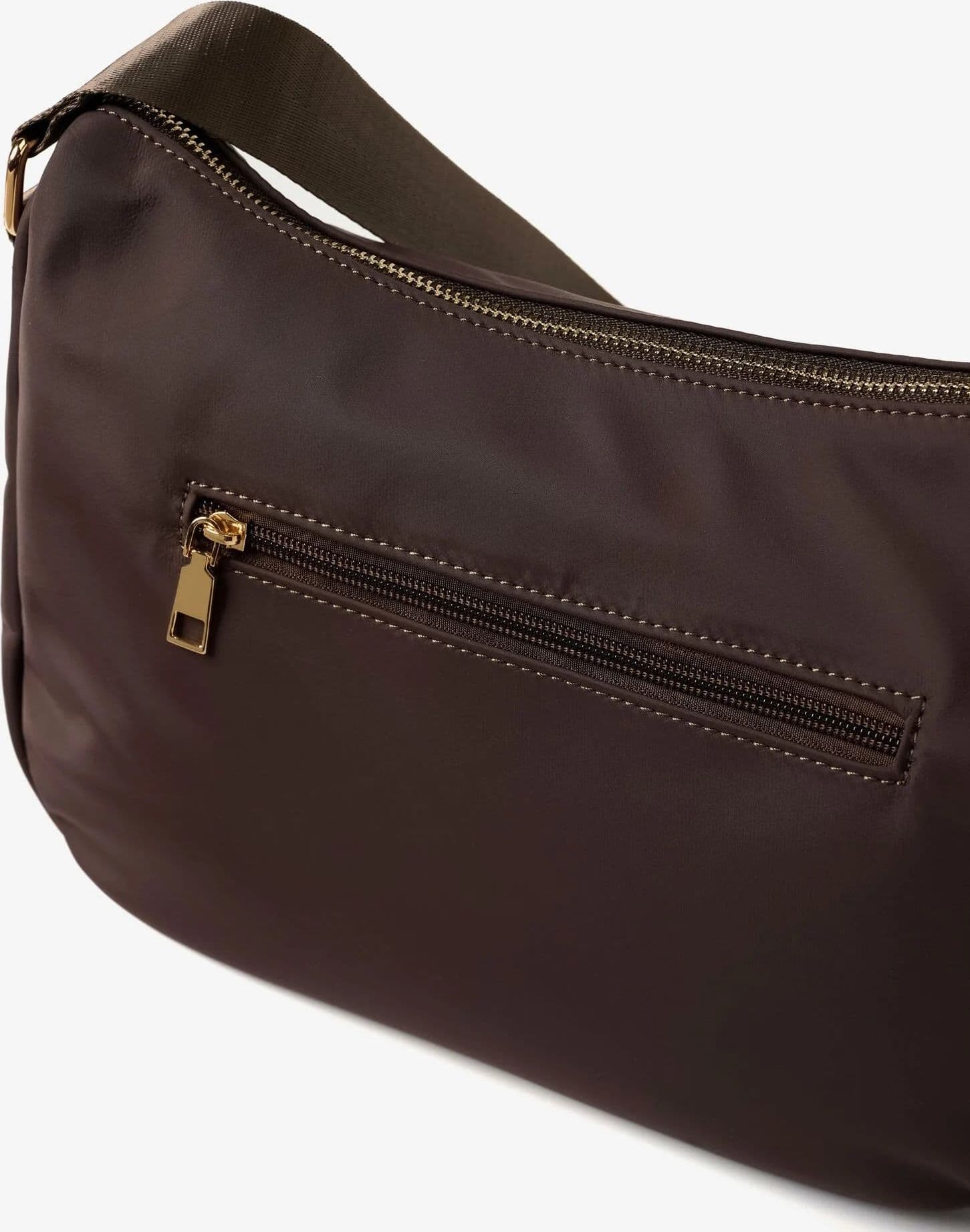Blauer borsa donna a tracolla in nylon marrone con logo glitter - 3