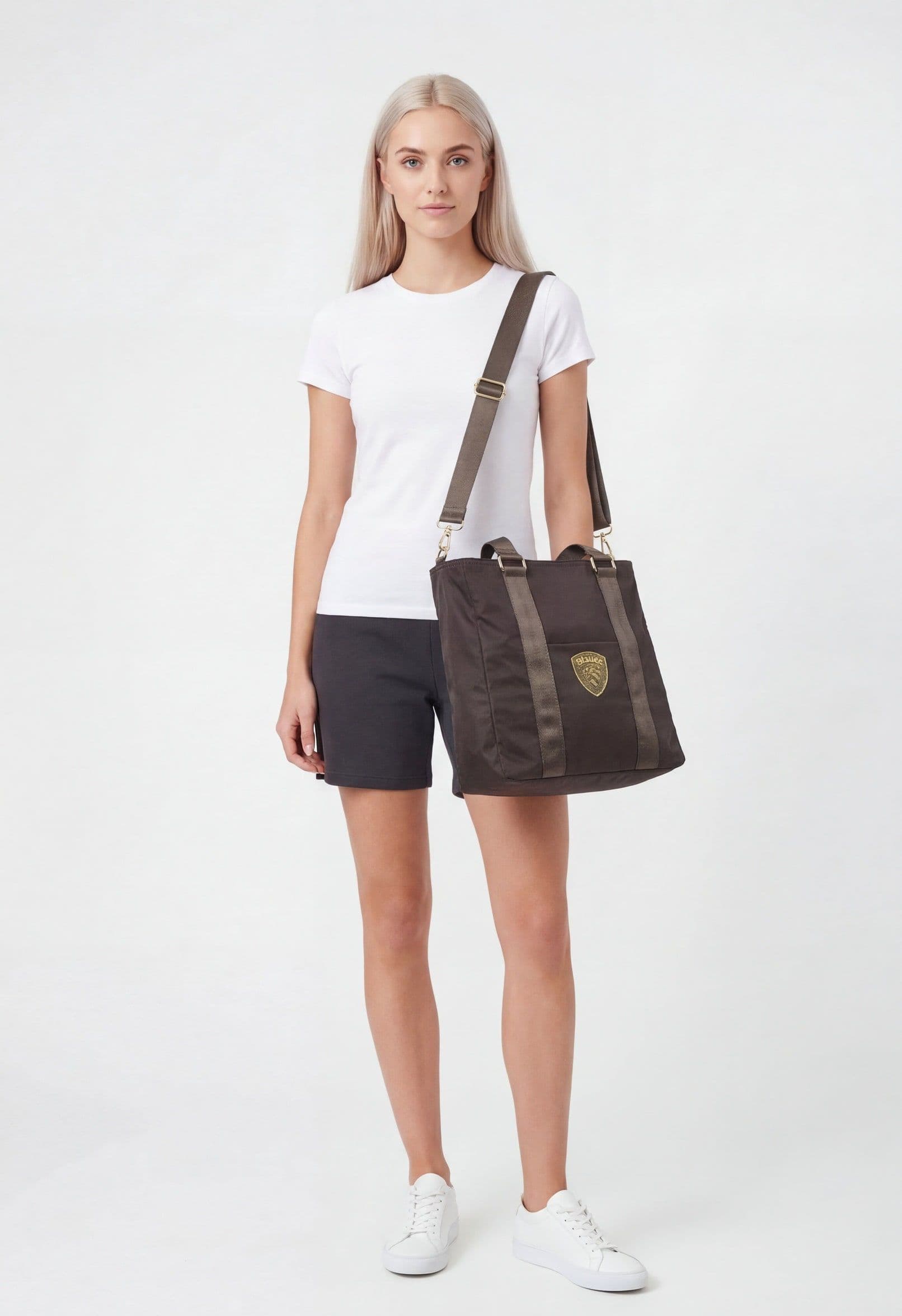 Blauer borsa donna nylon tote bag S6SILVA01 dark brown - 5