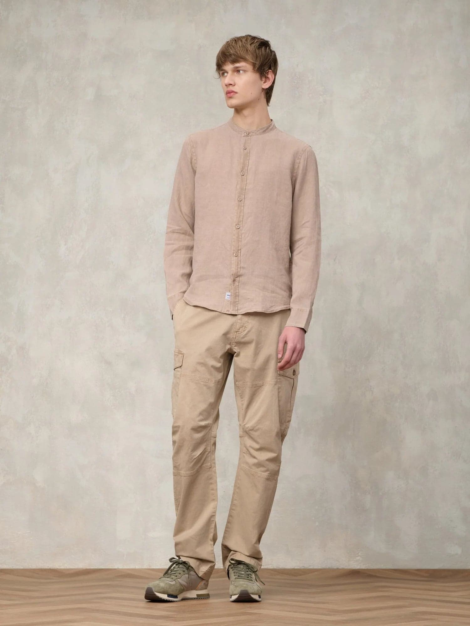 Blauer Camicia Uomo in Lino Tinto Capo Call Dyed 26SBLUS01126 Beige Natural - 2