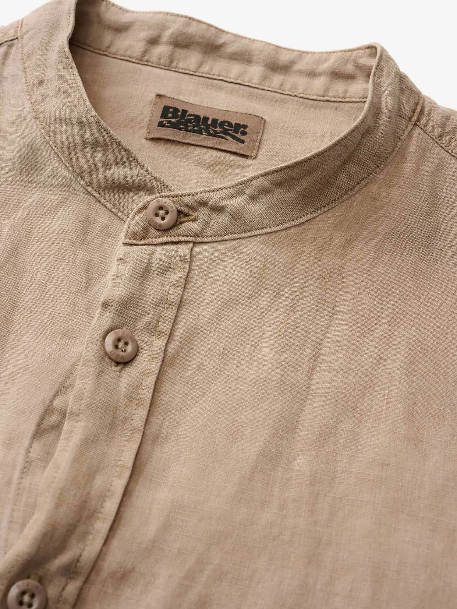 Blauer Camicia Uomo in Lino Tinto Capo Call Dyed 26SBLUS01126 Beige Natural - 5