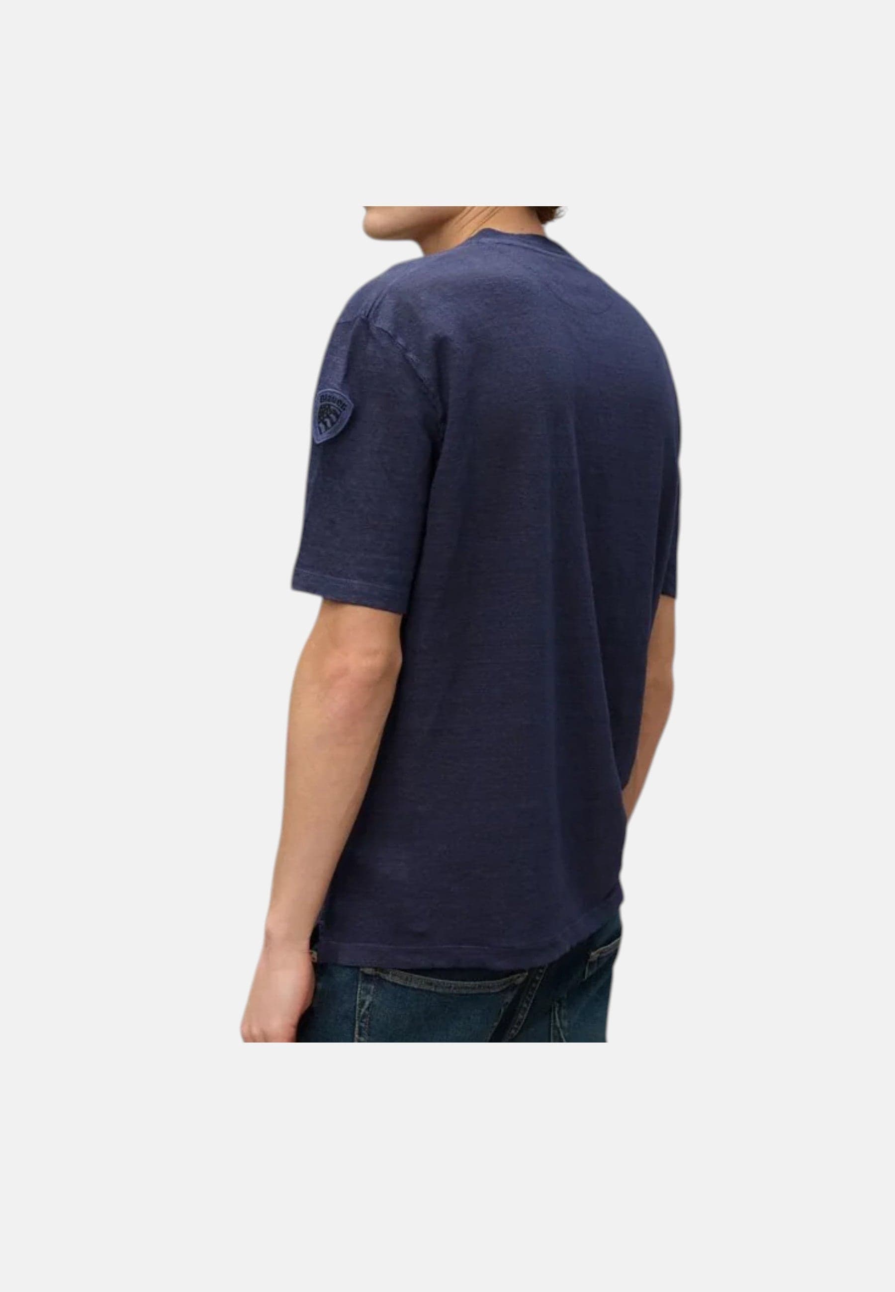 Blauer T-shirt uomo in filo  26SBLUH02121_007451_890 mod Haul dyed - 4
