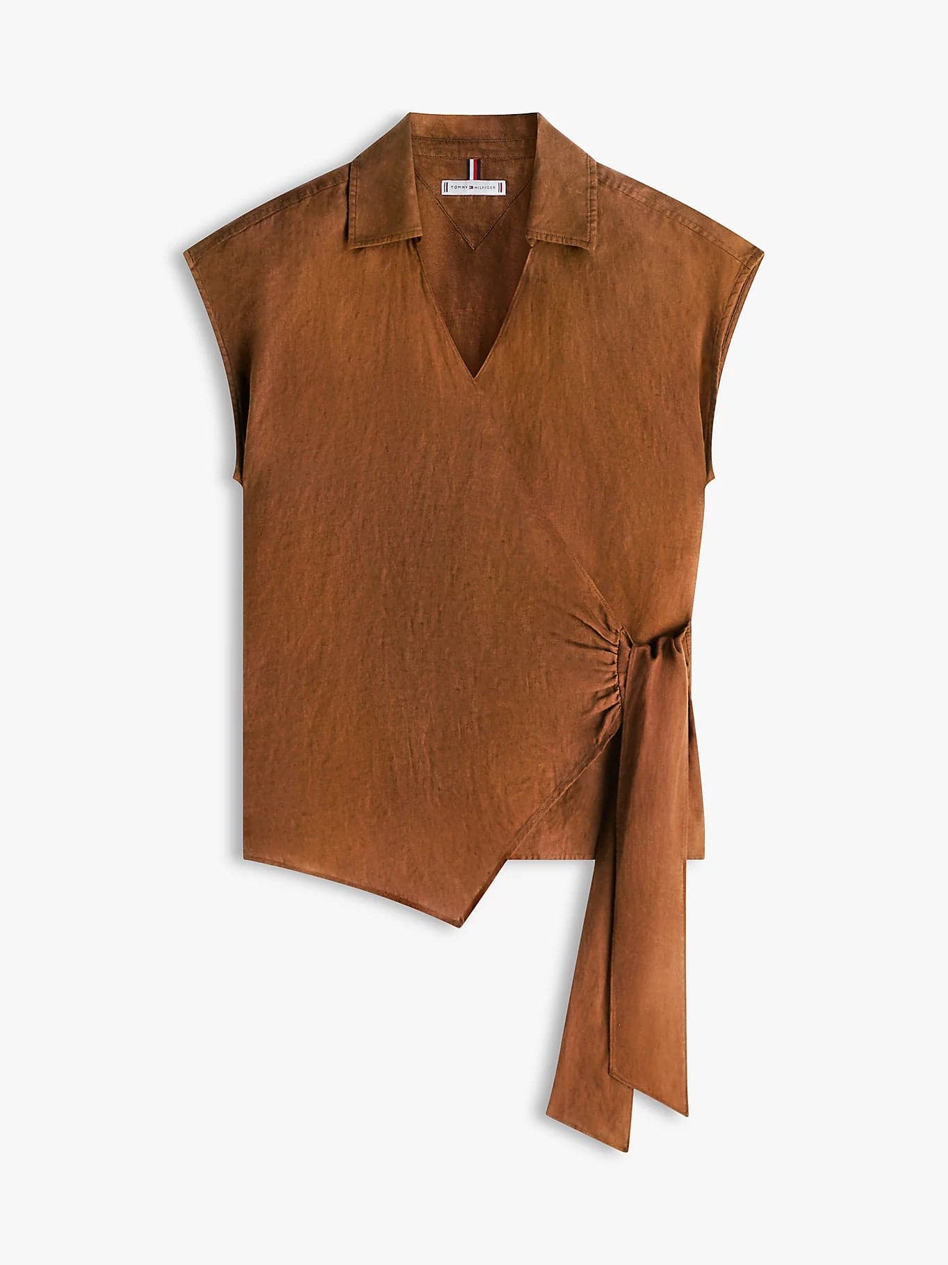 Blusa donna Tommy Hilfiger scaldacuore in lino senza maniche marrone WW0WW49632GV0 - 5