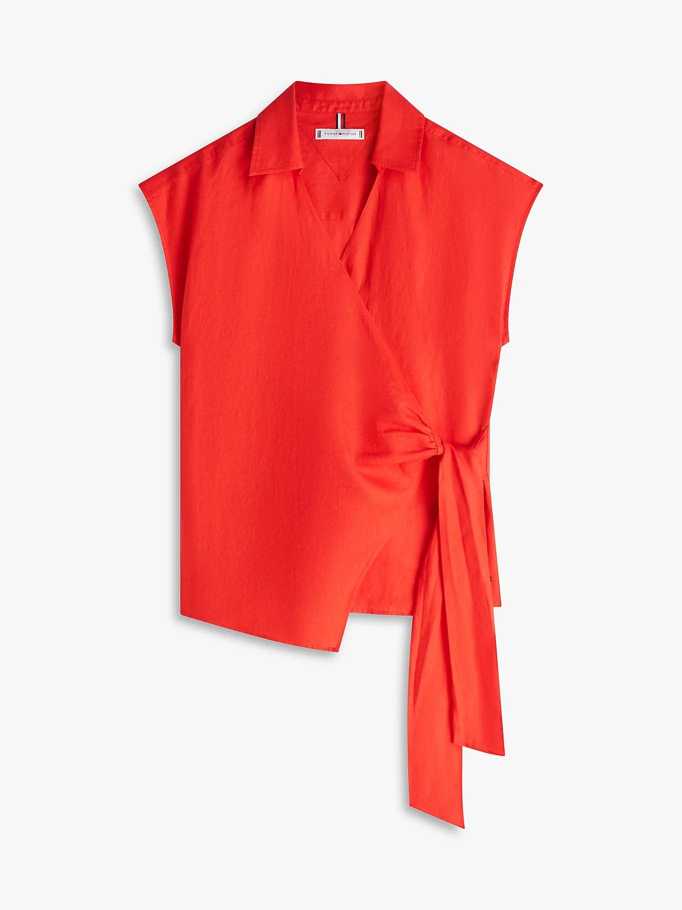 Blusa donna Tommy Hilfiger scaldacuore in lino senza maniche rossa WW0WW49632SNE - 5