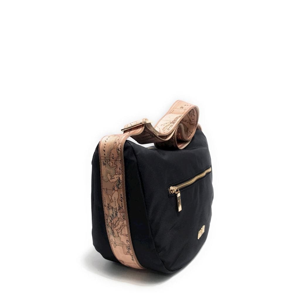 Borsa donna 1ª Classe tracolla mezzaluna grande in nylon riciclato nero e Geo Classic - 3