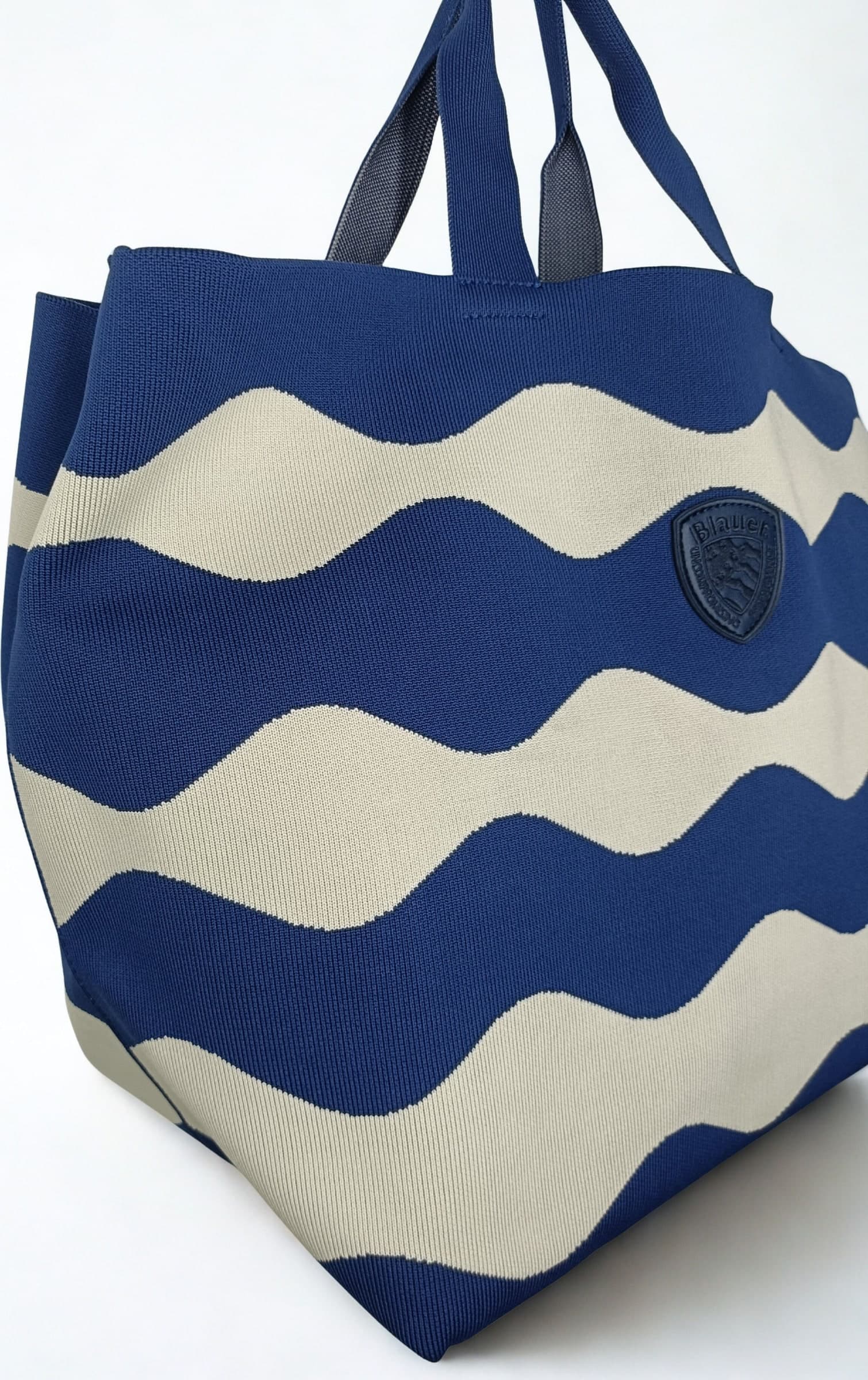 Borsa donna  mare Blauer Cream/Navy – Shopper estiva knitted oversize - 3