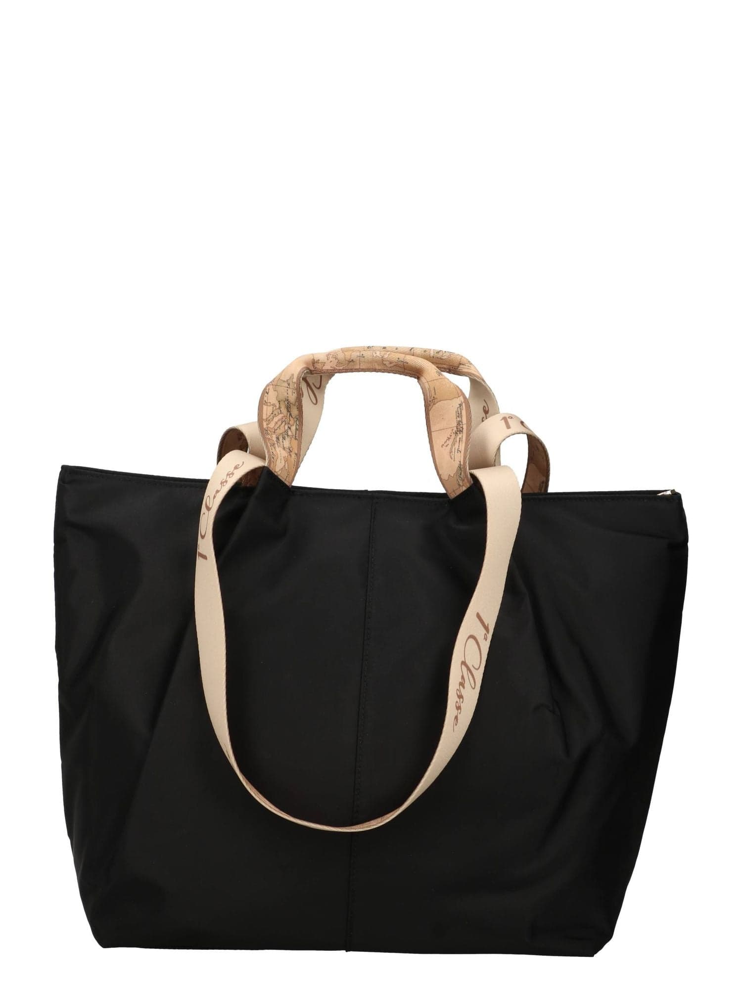 Borsa donna shopper 1ª Classe nera in tessuto tecnico capiente con tasca zip - 2