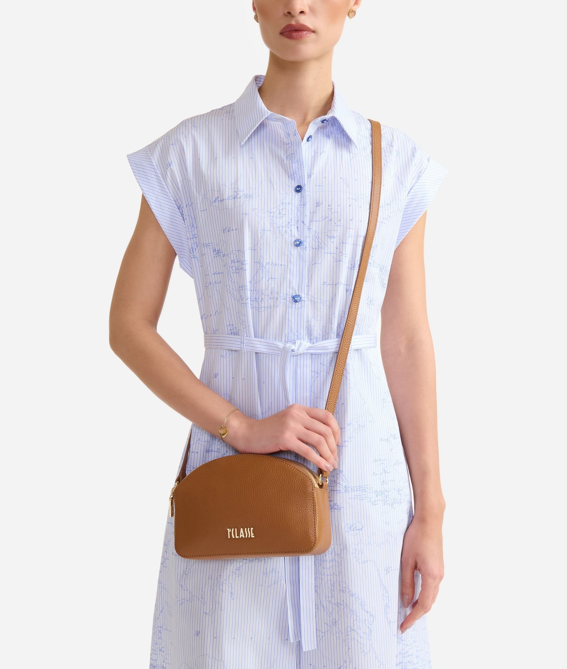 Borsa tracolla donna 1ª Classe Aura Bag reporter in pelle granata cuoio - 5
