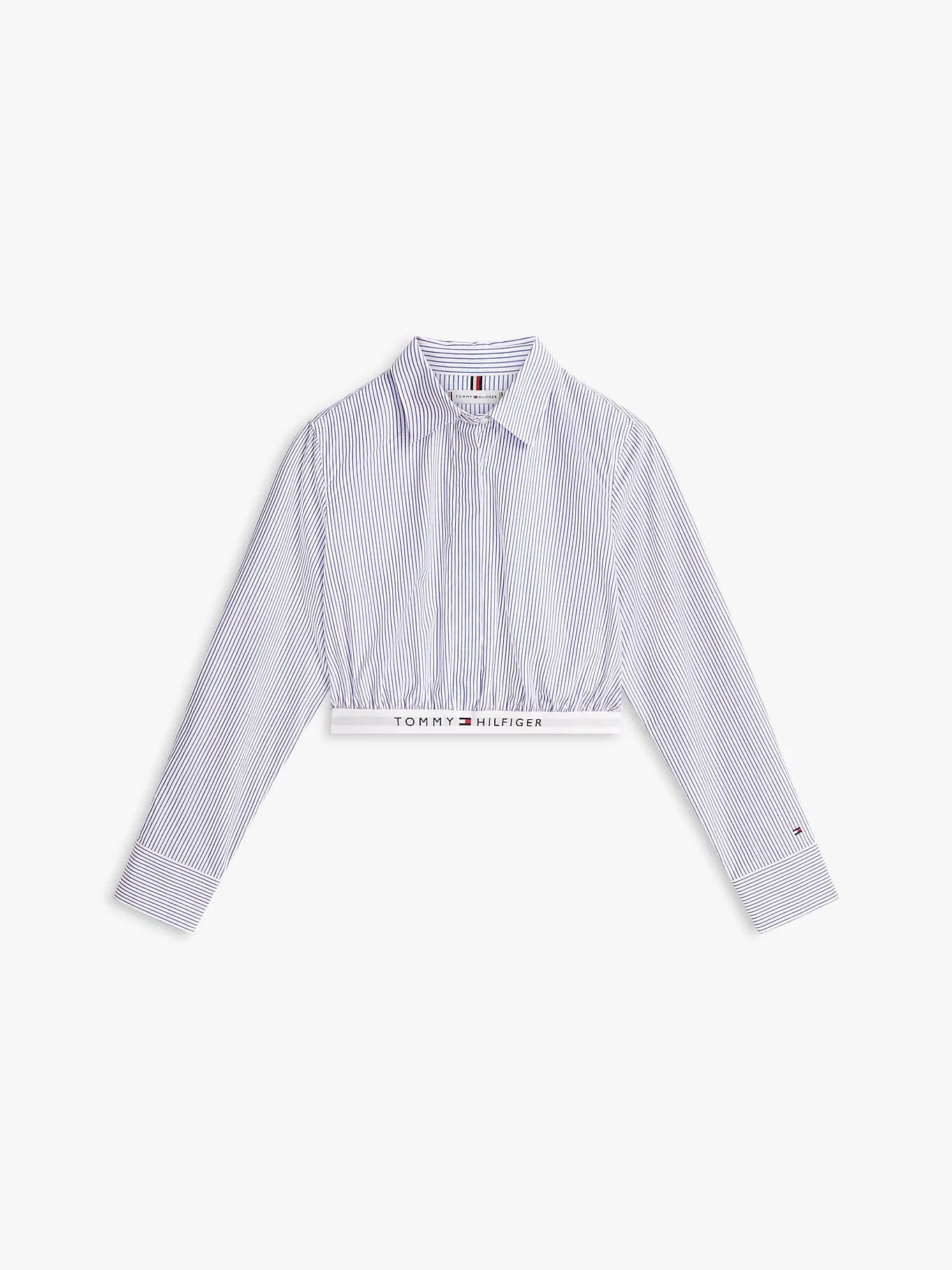 Camicia donna corta Tommy Hilfiger in cotone con elastico logo – Regular fit WW0WW489030Y9 - 5