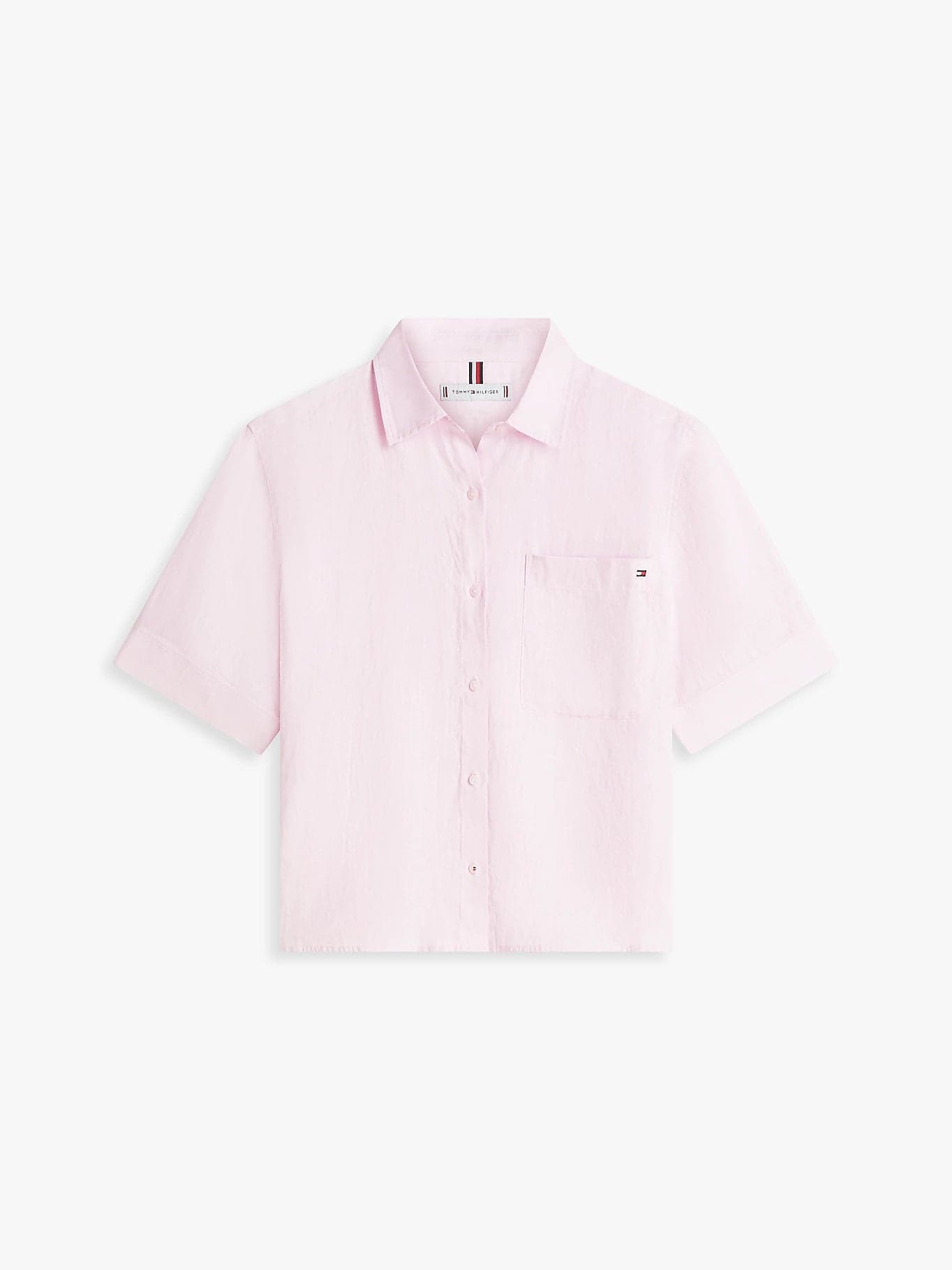 Camicia donna Tommy Hilfiger in lino relaxed fit rosa maniche corte WW0WW48925VQU - 5