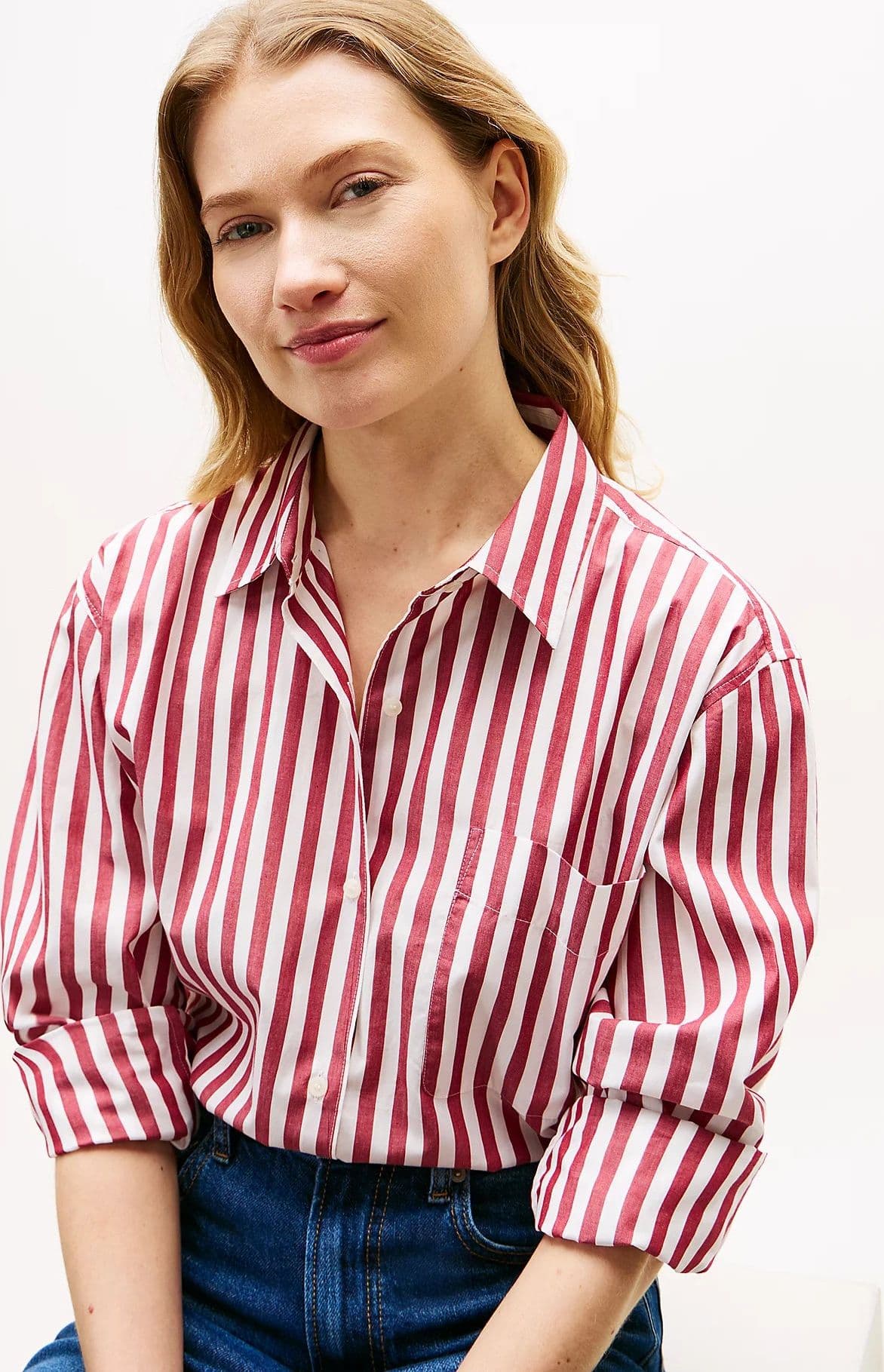 Camicia donna oversize Tommy Hilfiger a righe in cotone – Classic fit WW0WW456120AA - 2