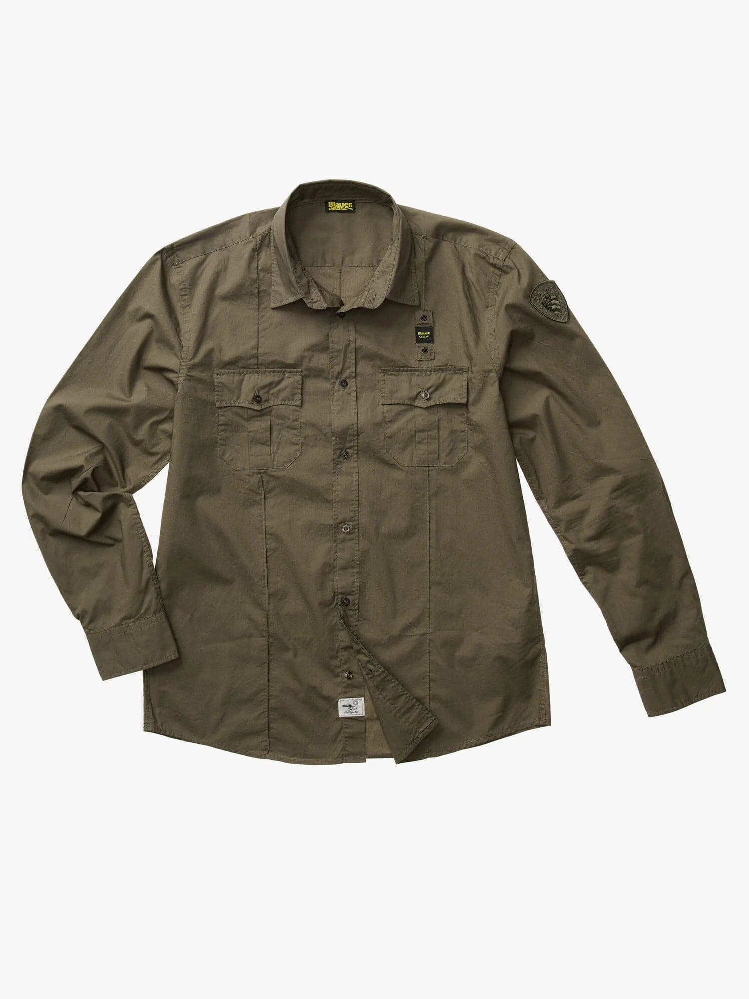Camicia Uomo Blauer Waldo 26SBLUS01270 stile militare con tasche – Verde - 2