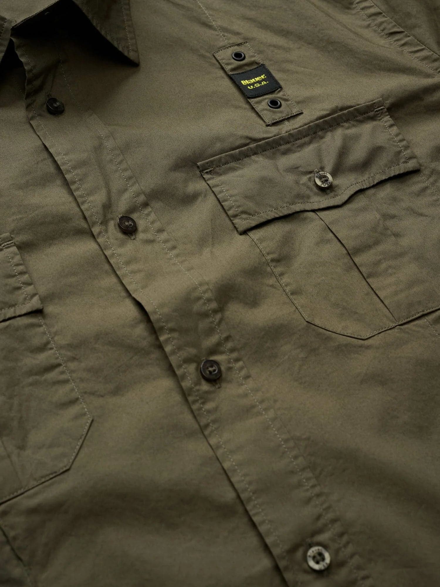 Camicia Uomo Blauer Waldo 26SBLUS01270 stile militare con tasche – Verde - 5
