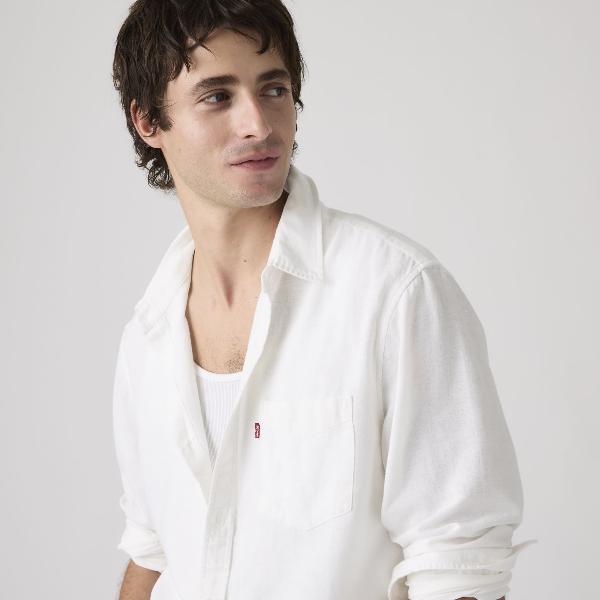 Camicia uomo Levi's Sunset Standard Fit con taschino in lino e viscosa ECOVERO bianca - 4