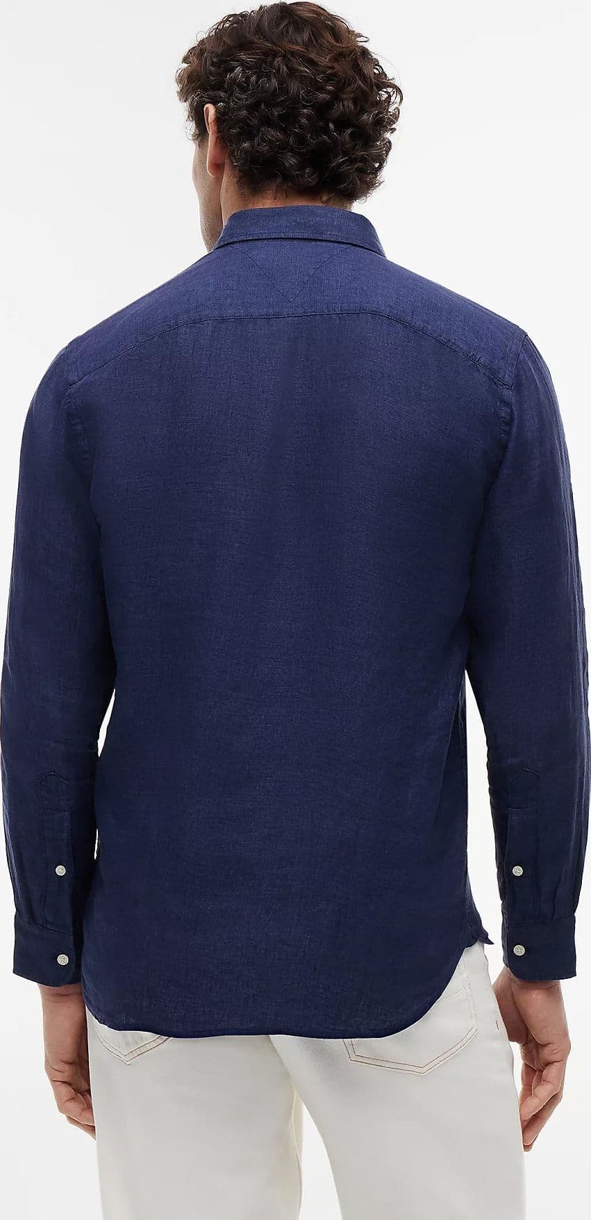 Camicia uomo Tommy Hilfiger in lino regular fit blu MW0MW41530 - 4
