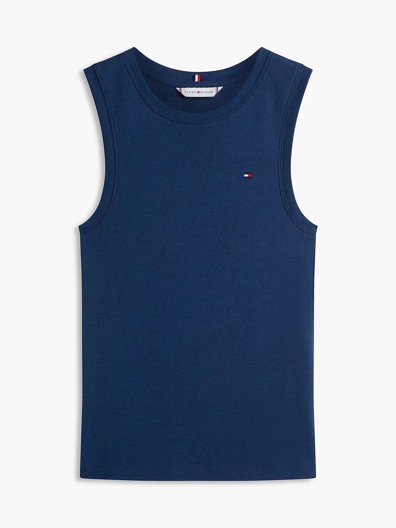 Canotta donna Tommy Hilfiger in cotone navy slim fit con logo ricamato – WW0WW47806C1G - 5