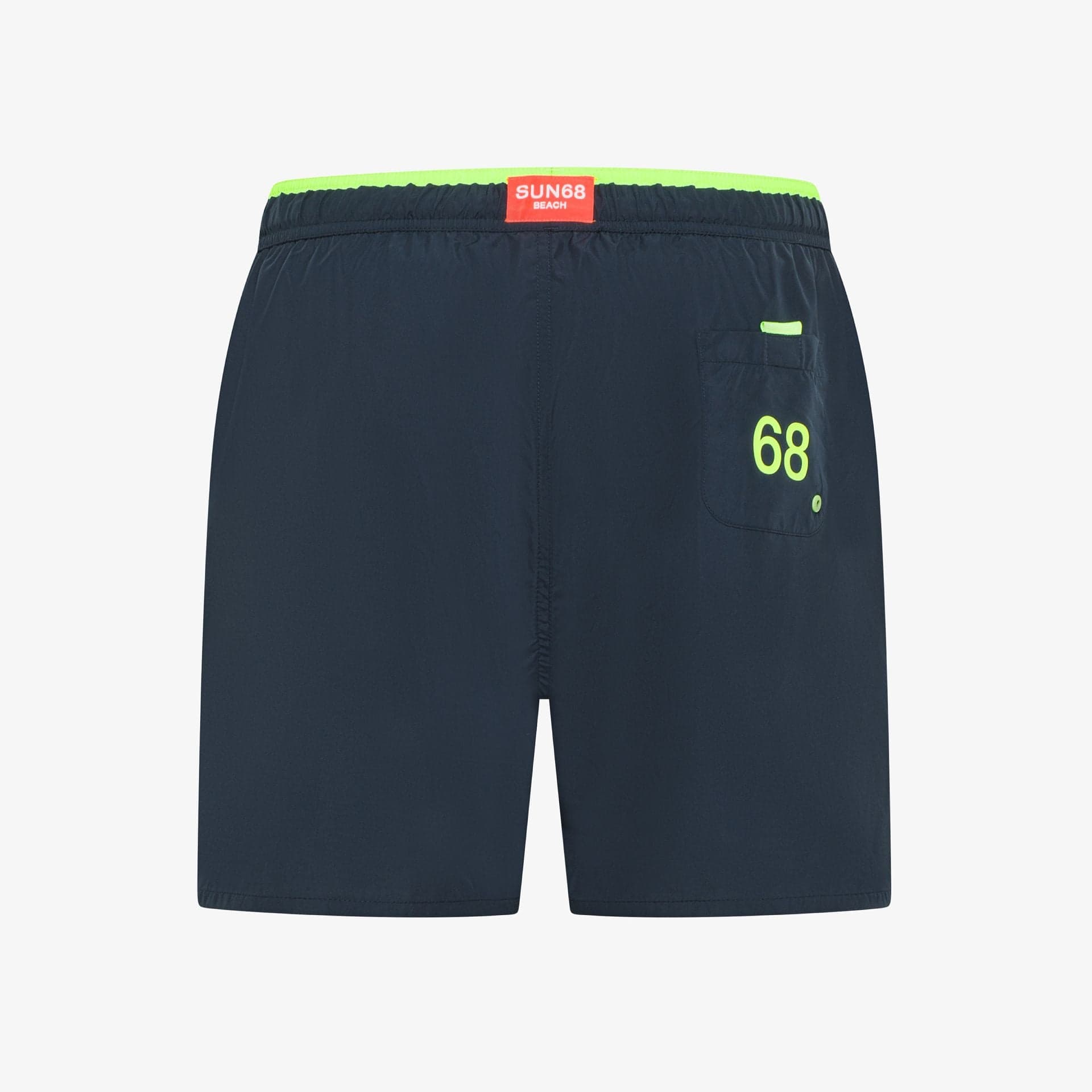 Costume uomo Sun68 blu navy shorts mare in nylon con coulisse fluo - 2