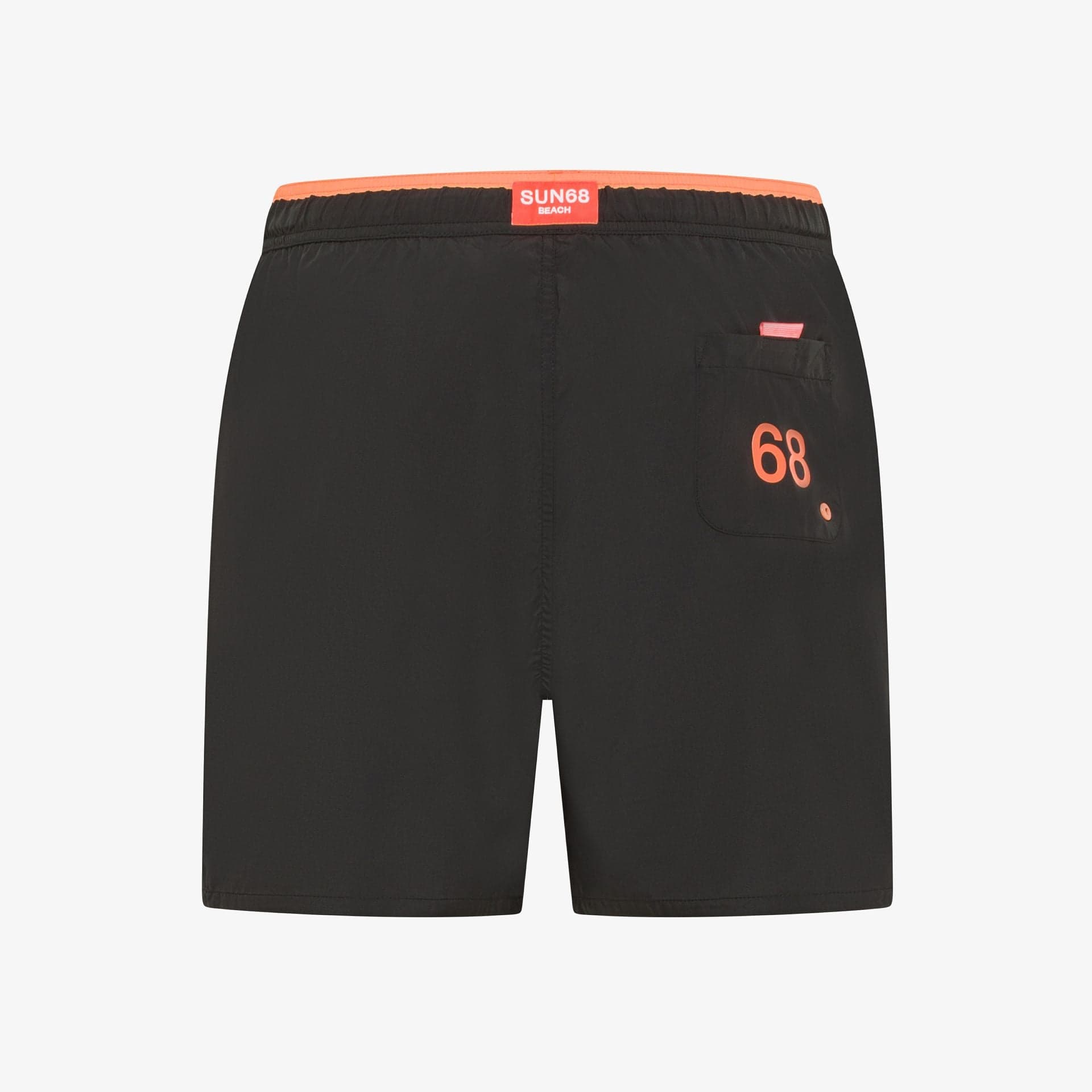 Costume uomo Sun68 nero shorts mare in nylon con coulisse fluo - 2