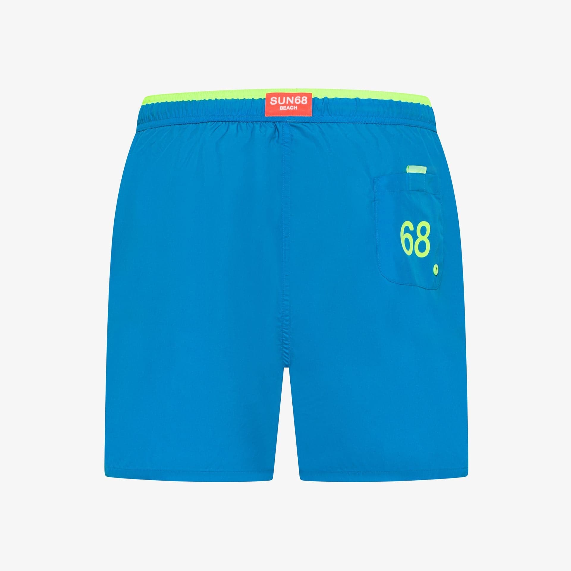 Costume uomo Sun68 turchese shorts mare in nylon con dettagli fluo - 2