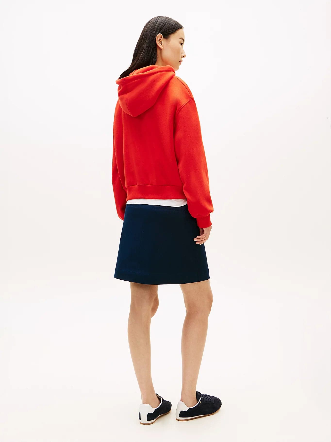 Felpa donna Tommy Hilfiger con cappuccio relaxed fit rossa logo frontale WW0WW47832SNE - 4