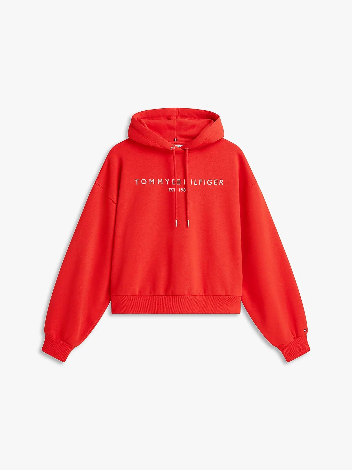 Felpa donna Tommy Hilfiger con cappuccio relaxed fit rossa logo frontale WW0WW47832SNE - 5