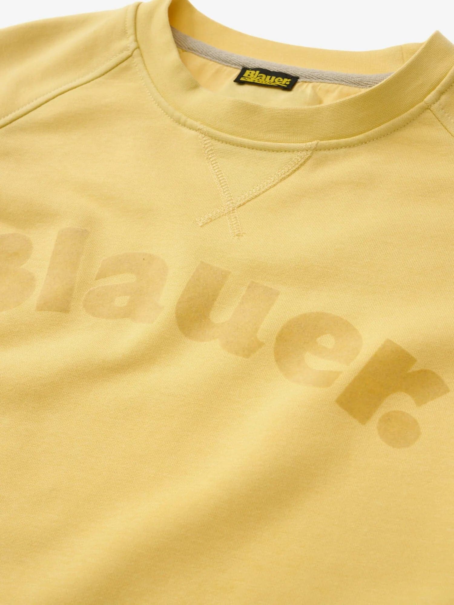 Felpa Uomo Blauer Camp 26SBLUF03242 girocollo con stampa floc – Giallo - 5