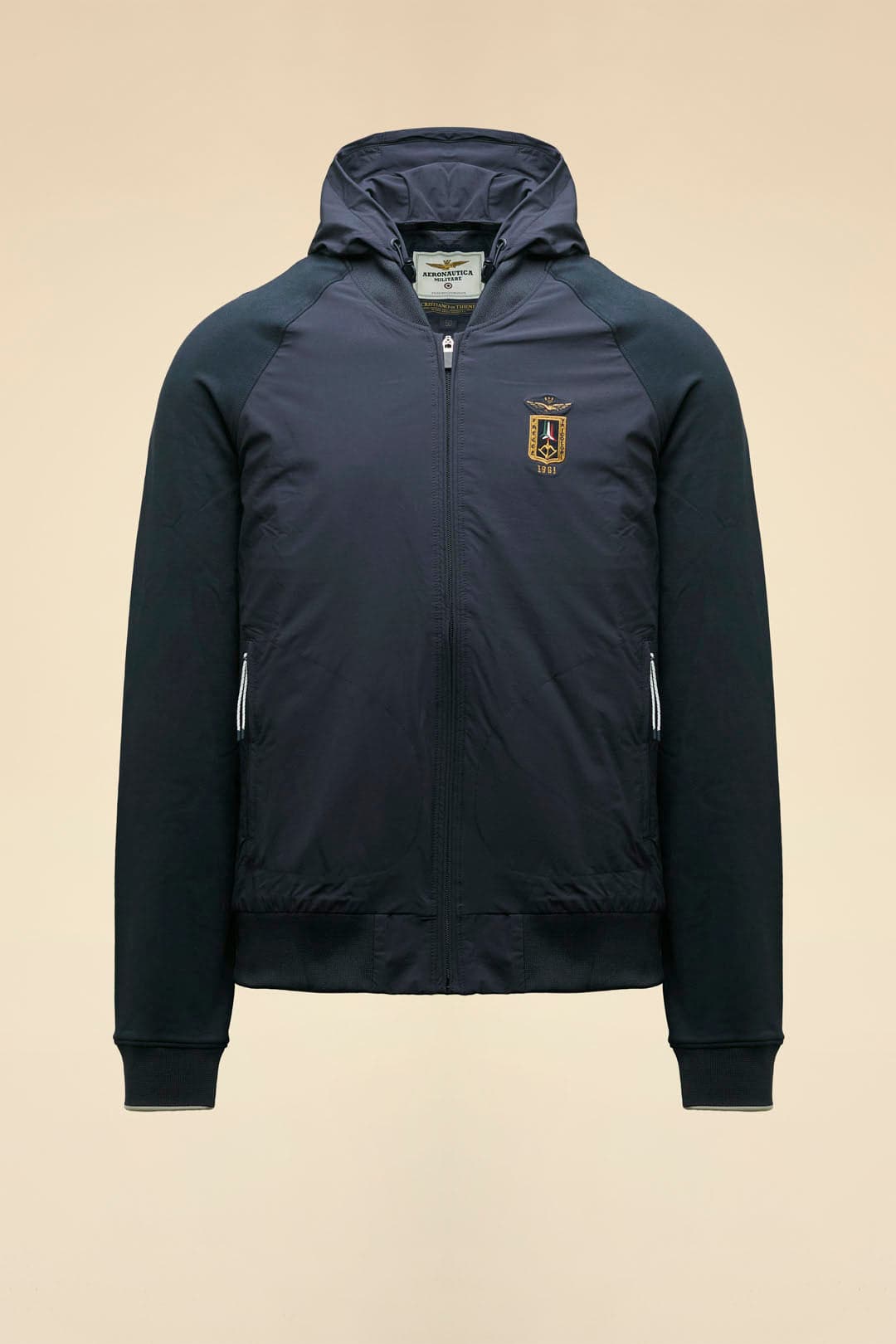 Giubbino Uomo Aeronautica Militare blu navy con cappuccio removibile full zip - 3