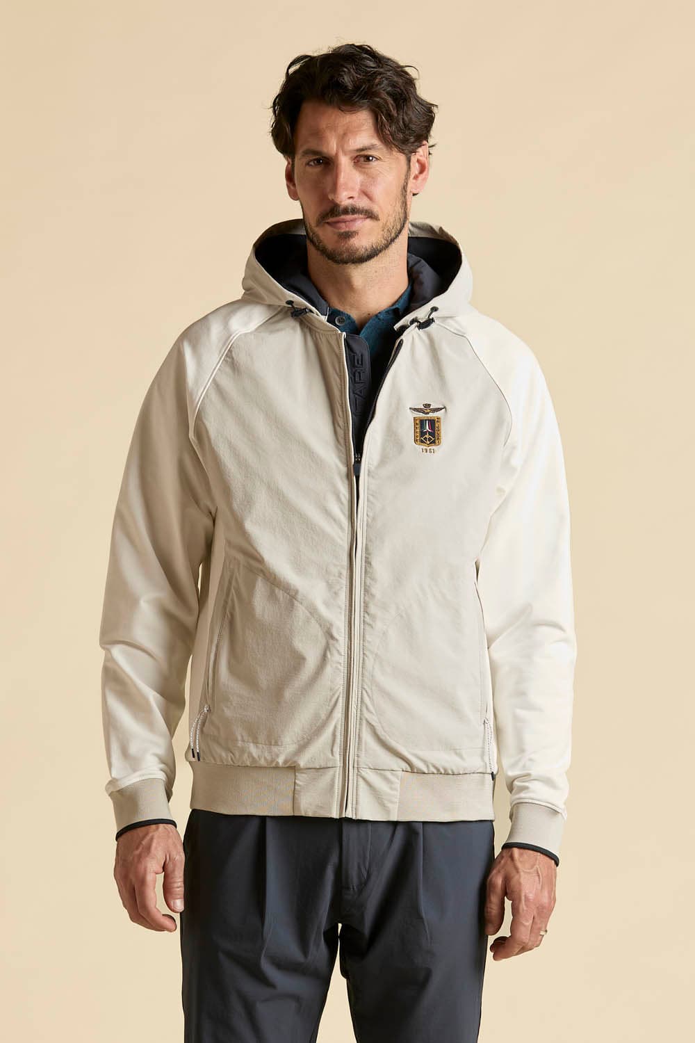 Giubbino Uomo Aeronautica Militare ghiaccio con cappuccio removibile full zip - 2