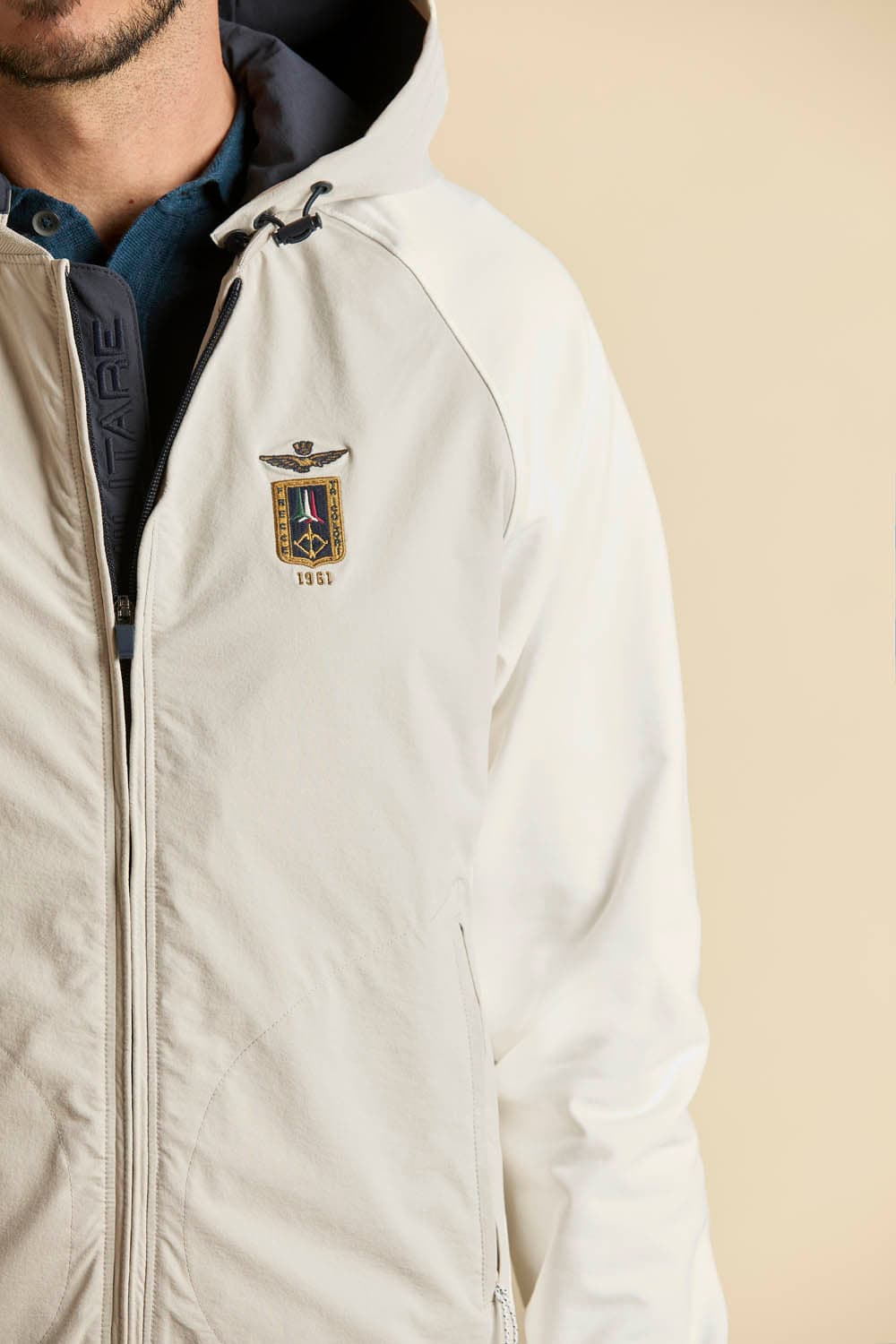 Giubbino Uomo Aeronautica Militare ghiaccio con cappuccio removibile full zip - 4