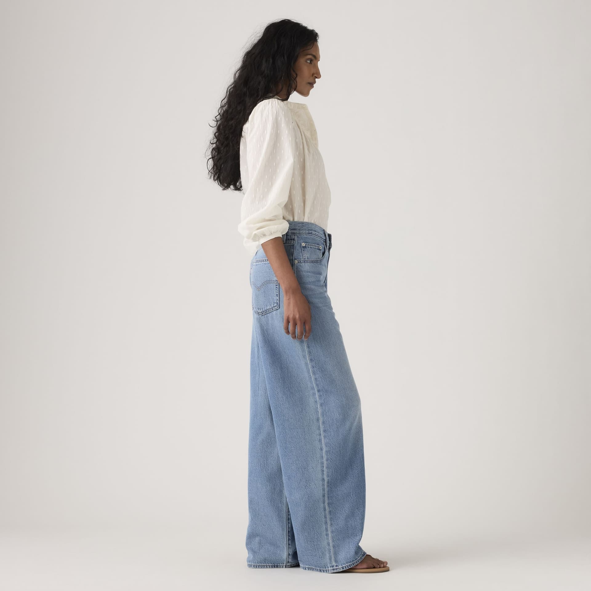 Jeans donna Levi's XL Straight oversize in TENCEL blu gamba larga vita media - 3