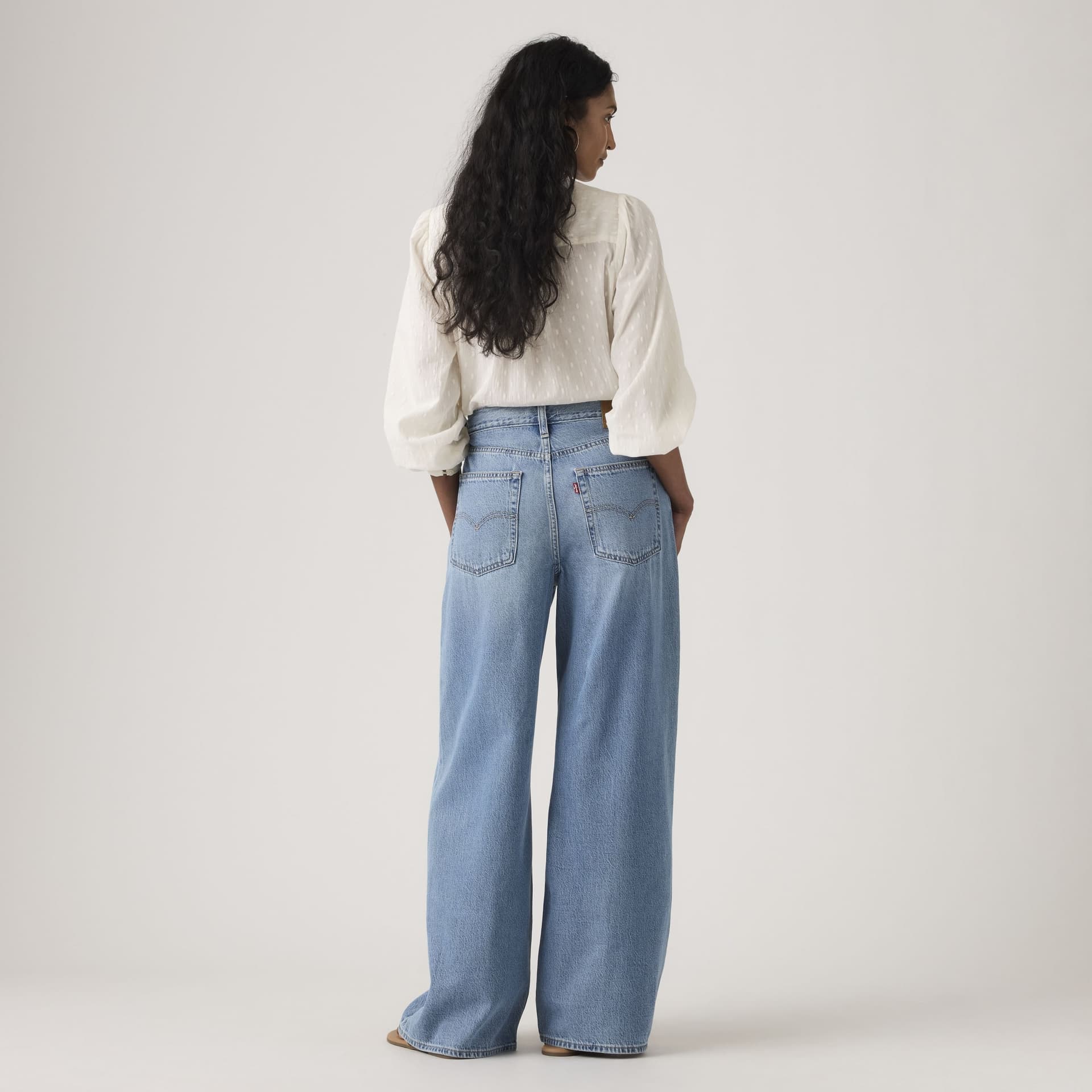 Jeans donna Levi's XL Straight oversize in TENCEL blu gamba larga vita media - 4