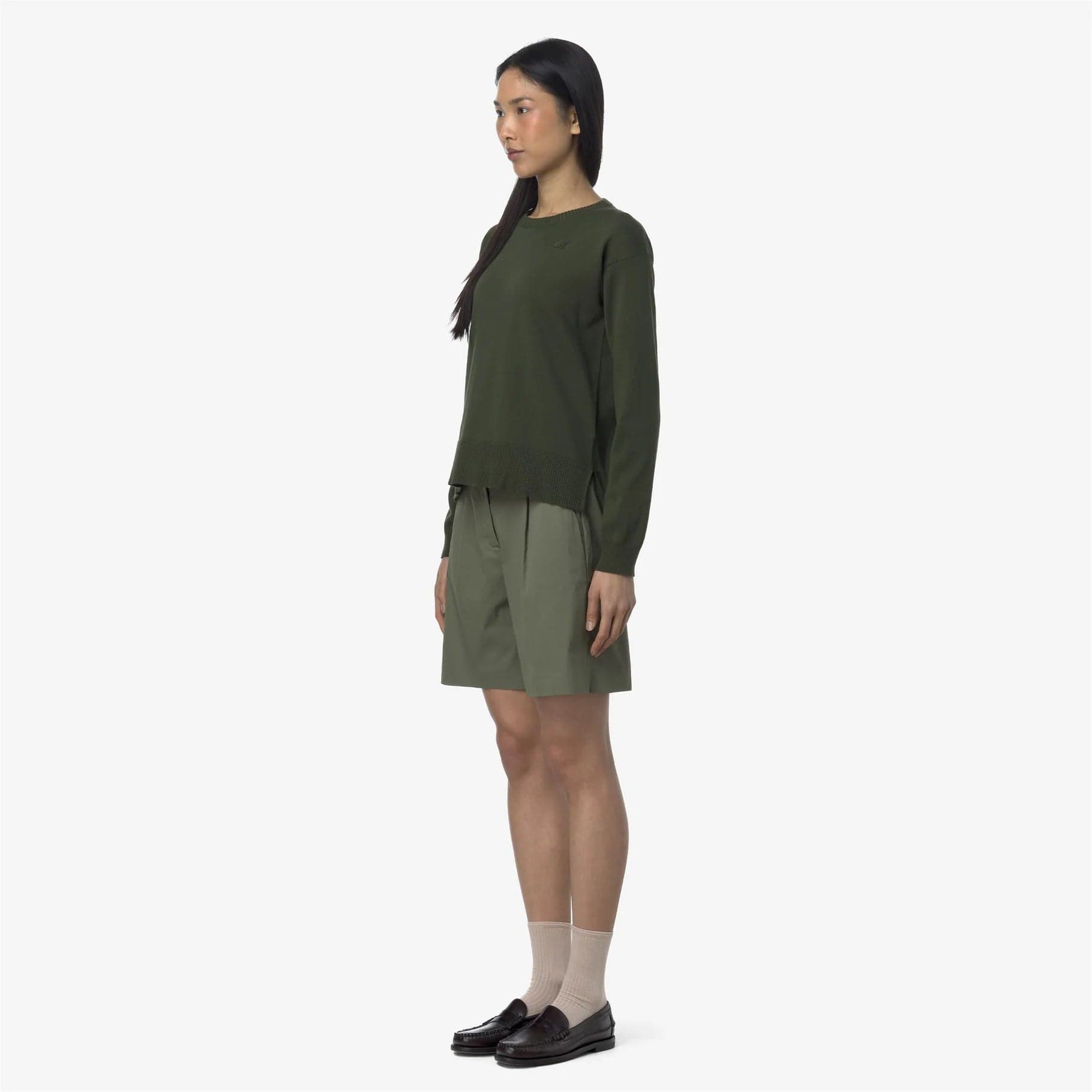 K-Way Bermuda Donna Chino Stretch in Gabardine Verde Militare Nive K6133MW - 3
