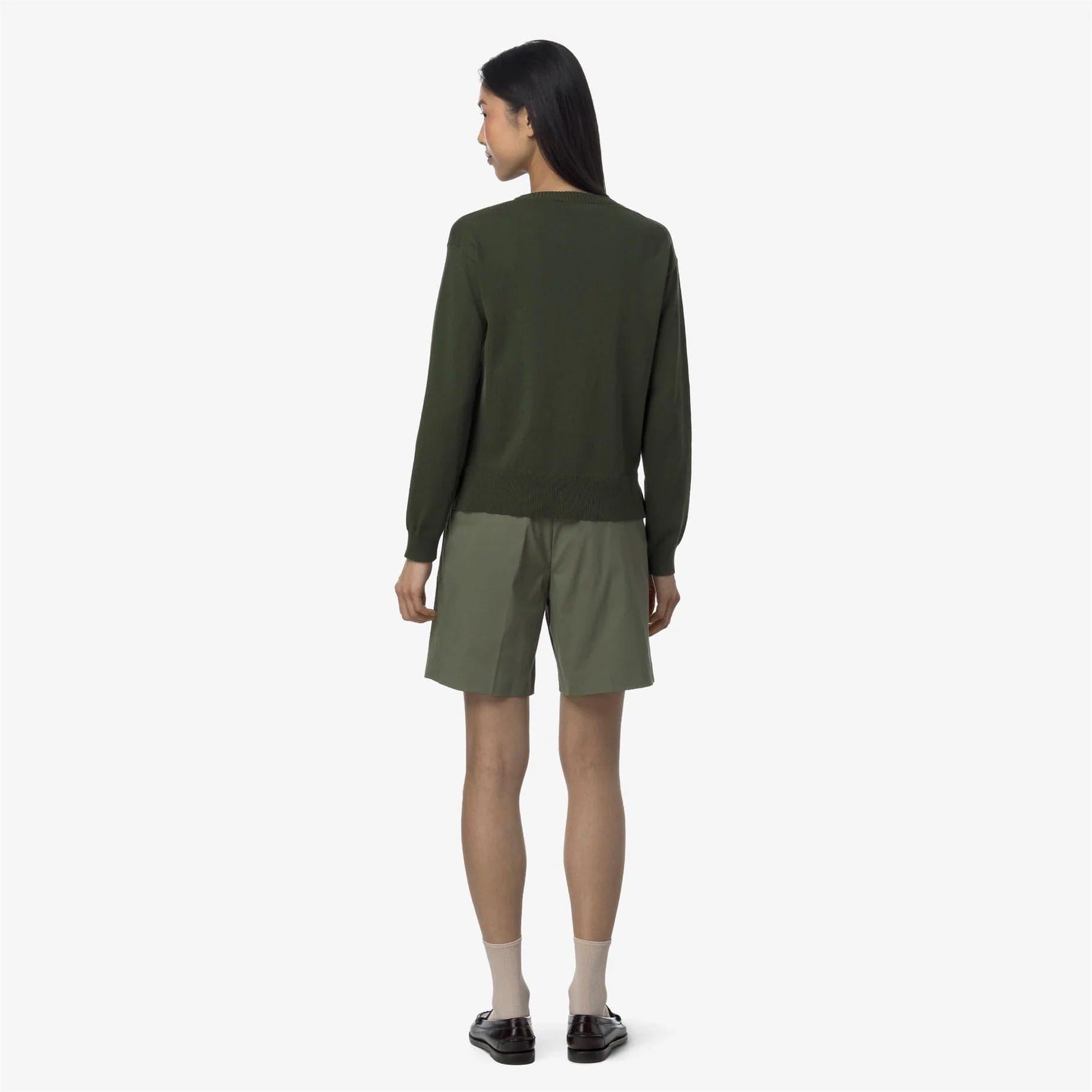 K-Way Bermuda Donna Chino Stretch in Gabardine Verde Militare Nive K6133MW - 4