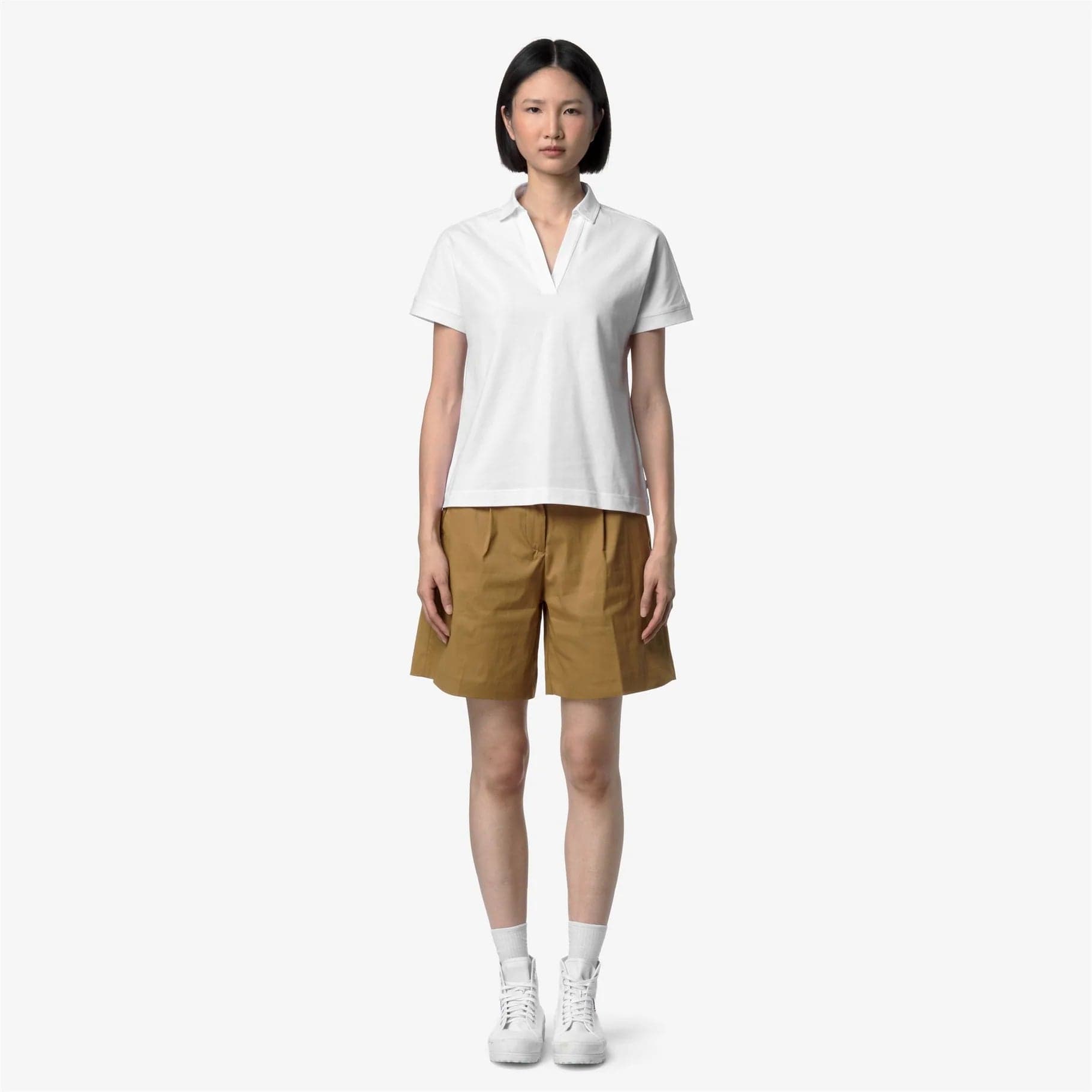 K-Way T-shirt polo donna Iselie in cotone bianca regular fit - 4