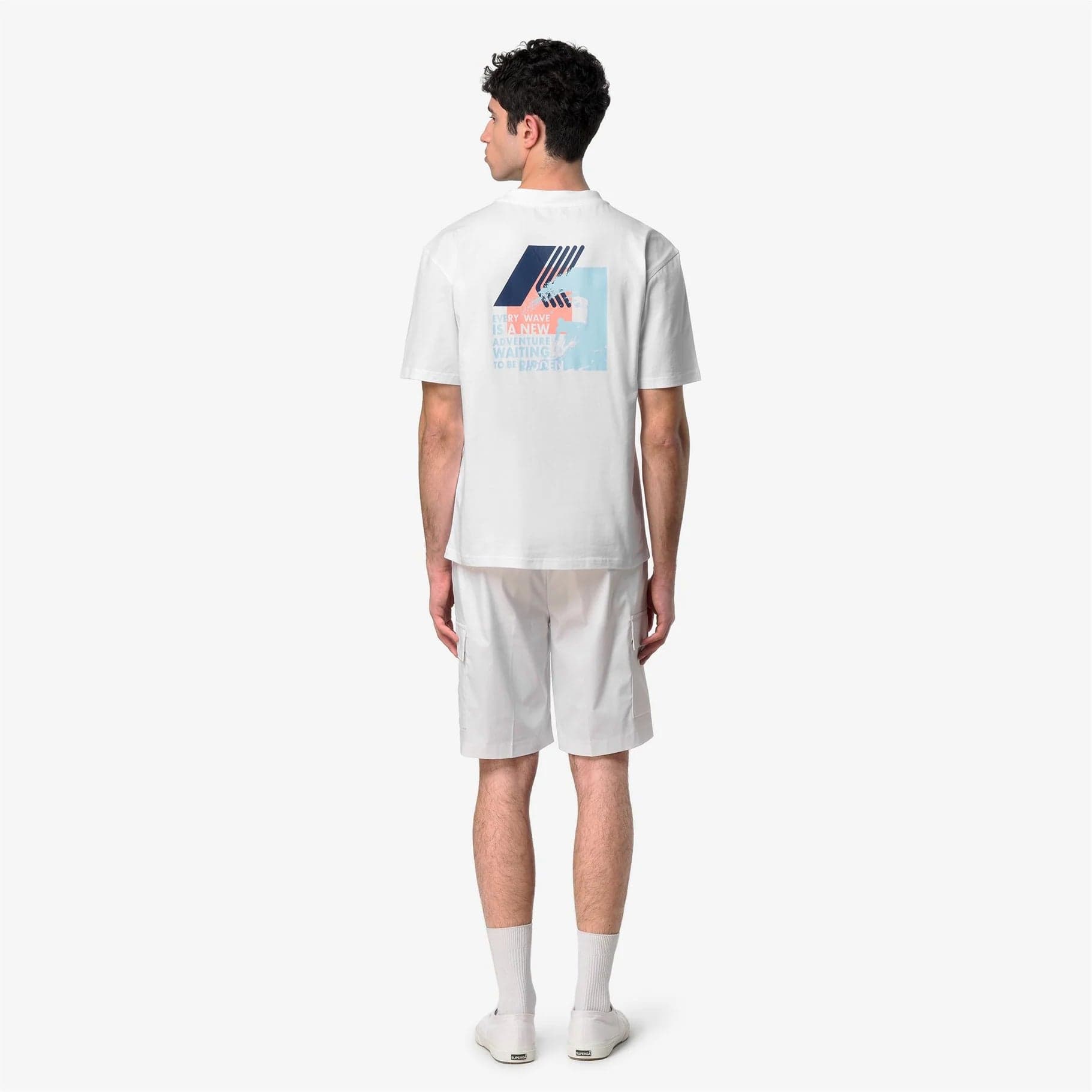 K-Way T-shirt uomo Solo Wave in cotone bianca - 4