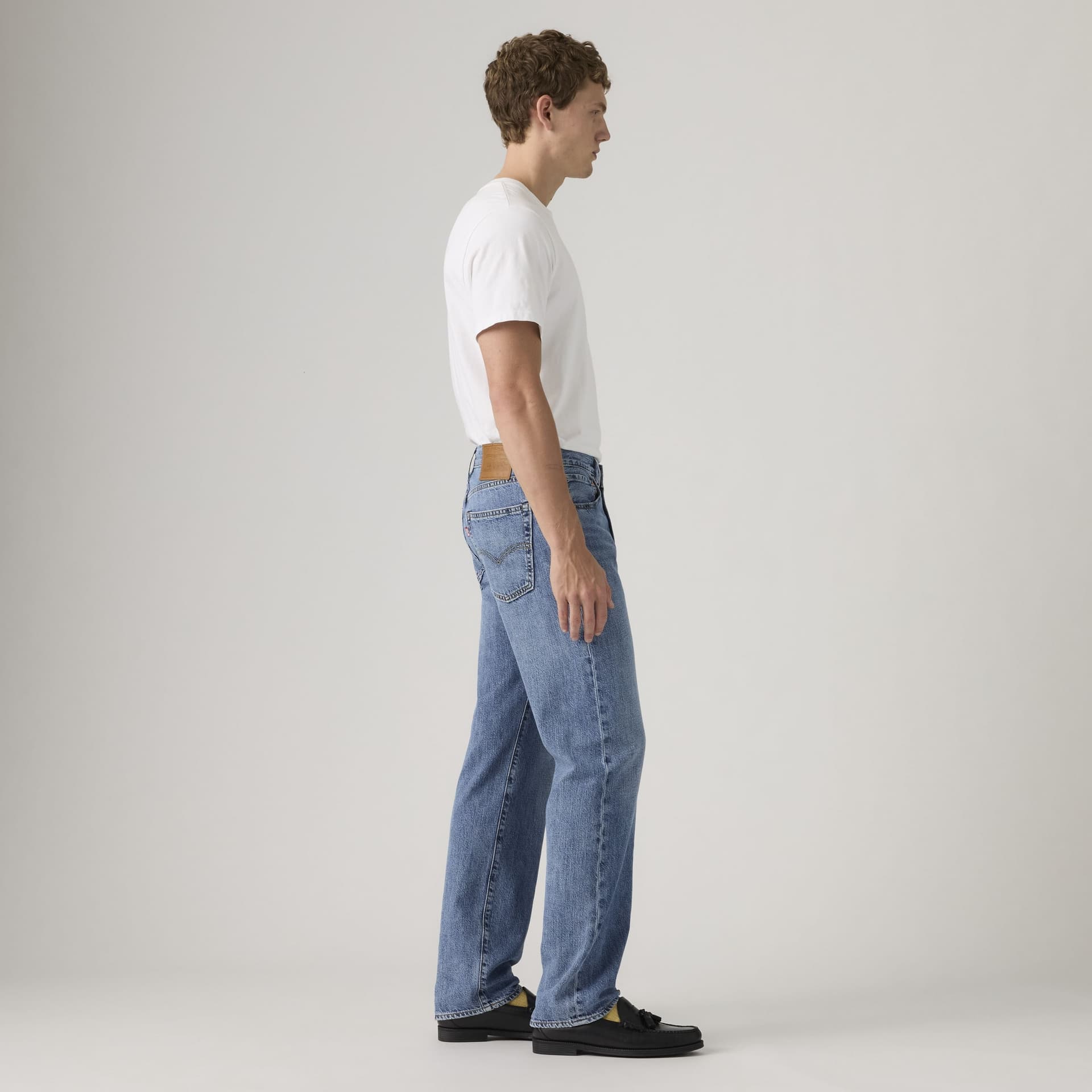 Levi's 555 jeans uomo gamba dritta relaxed in denim e lino blu - 2