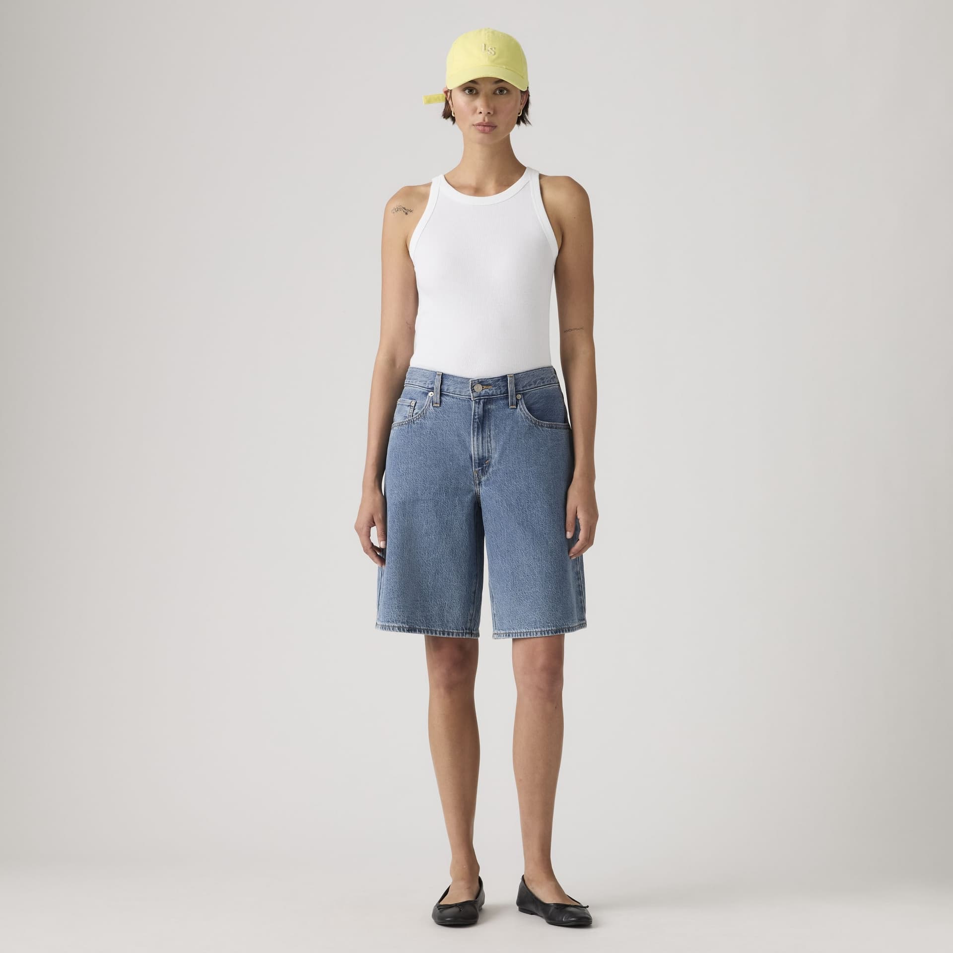 Levi's Jort Baggy Dad Bermuda donna denim oversize vita media Own It Blu - 4