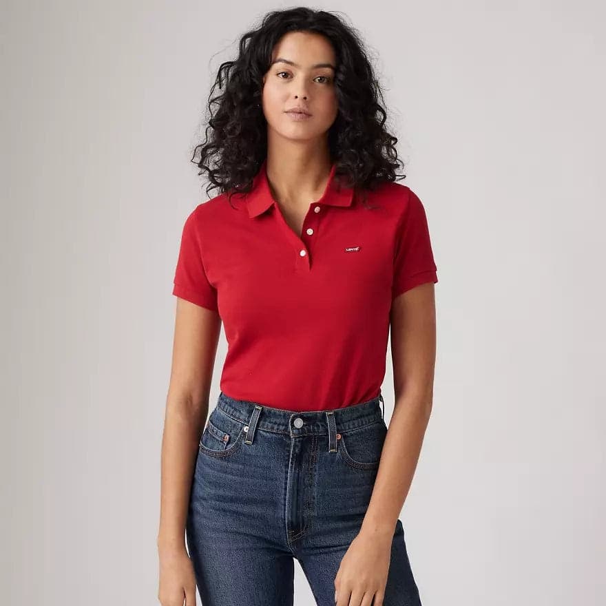 Levi's Polo Donna Slim Fit Rossa in Cotone Stretch 525990083 - 2