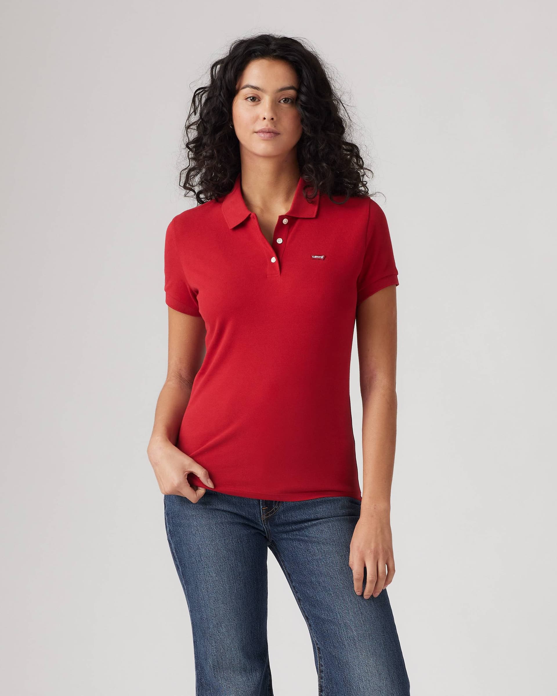 Levi's Polo Donna Slim Fit Rossa in Cotone Stretch 525990083 - 3