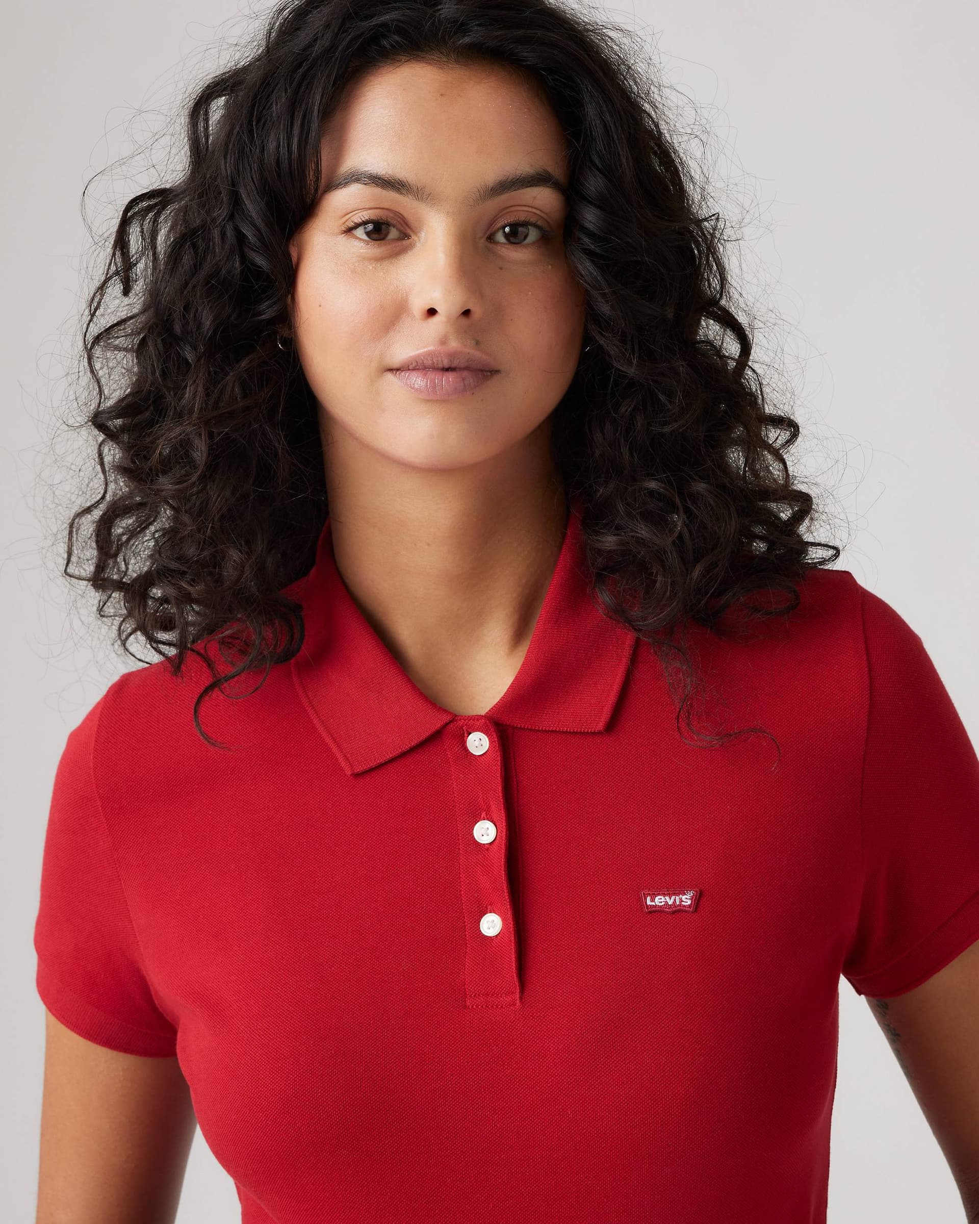 Levi's Polo Donna Slim Fit Rossa in Cotone Stretch 525990083 - 5