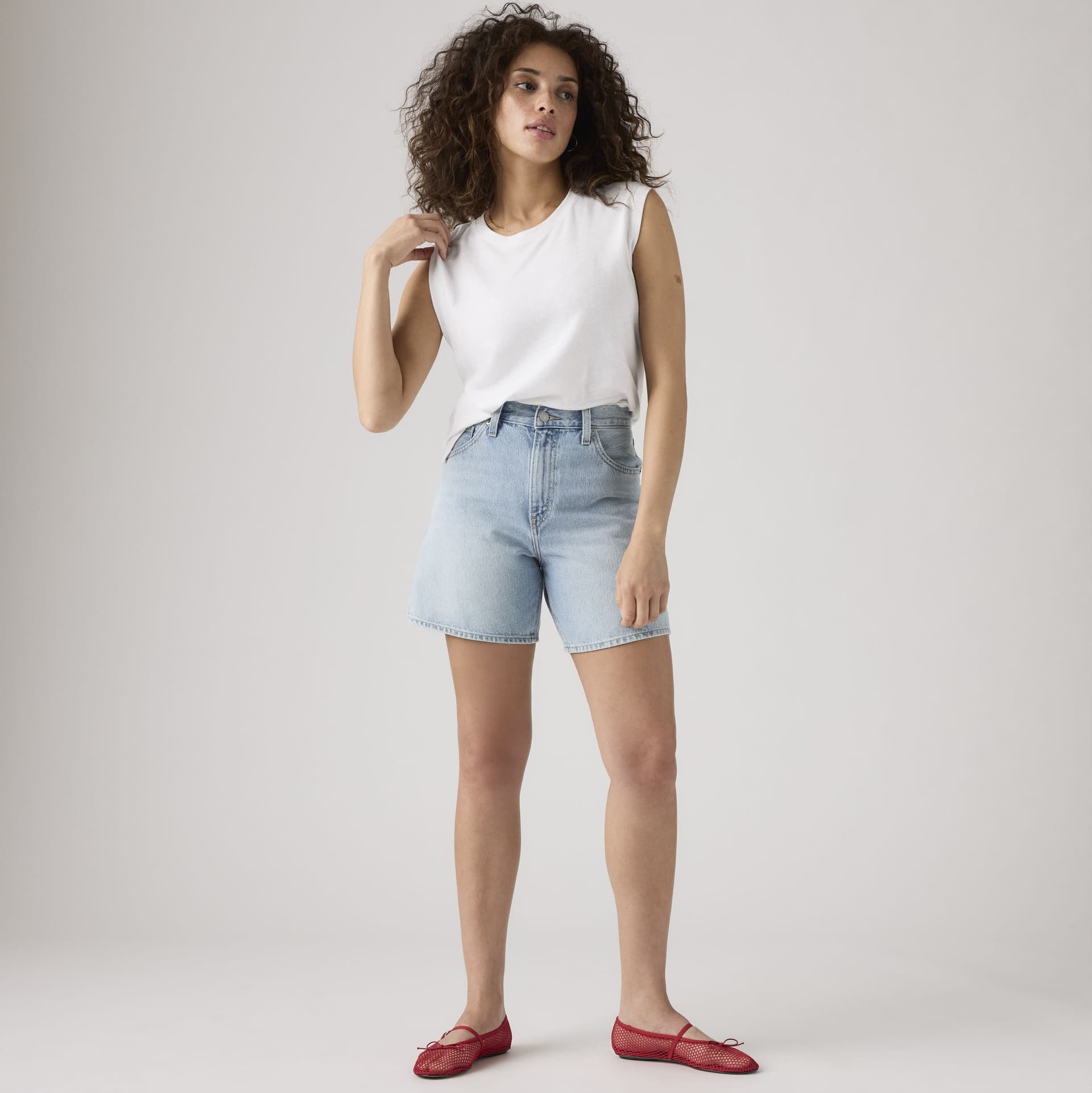 Levi's Short Oversize Bermuda Donna Vita Alta Denim Blu Far And Wide A93110000 - 2