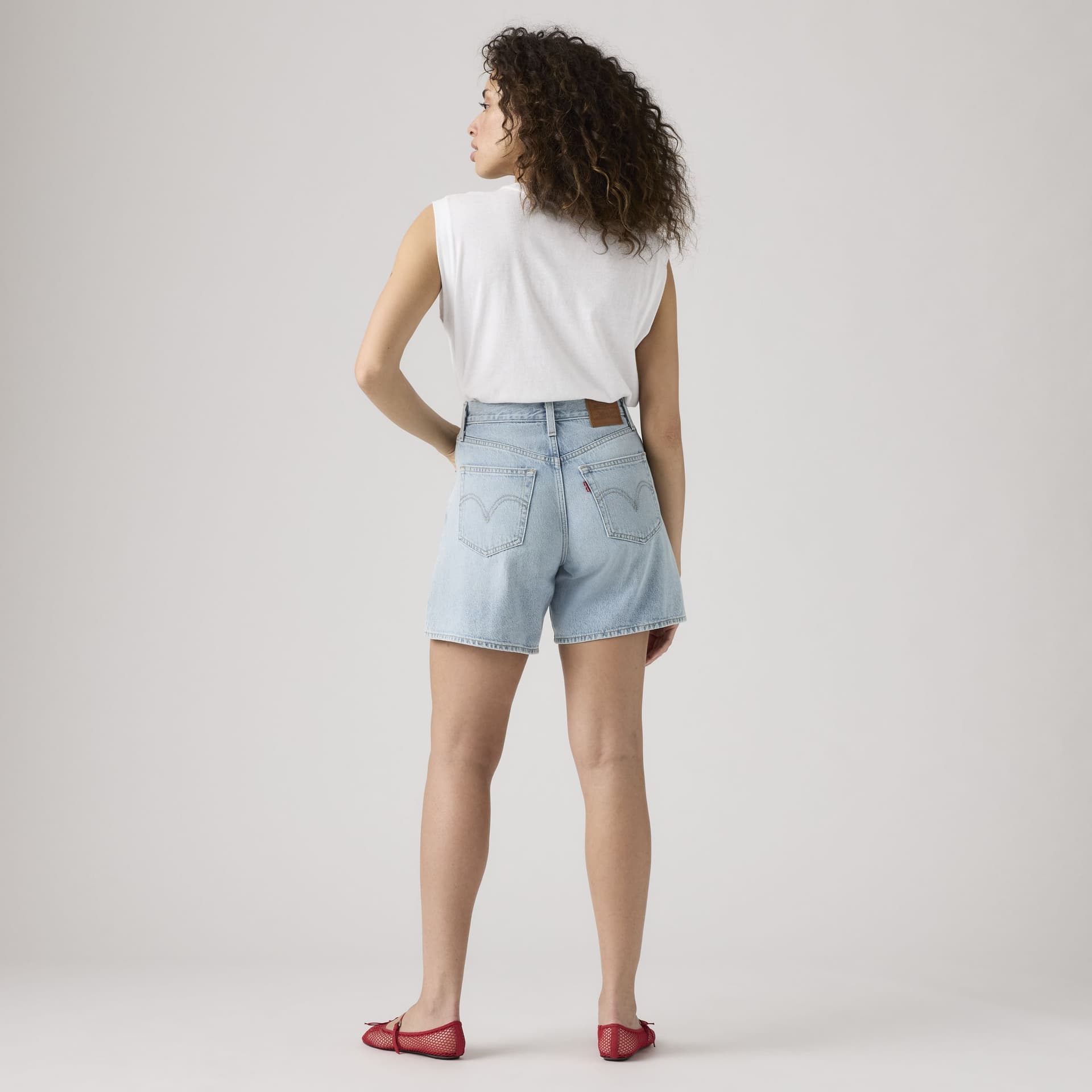 Levi's Short Oversize Bermuda Donna Vita Alta Denim Blu Far And Wide A93110000 - 4
