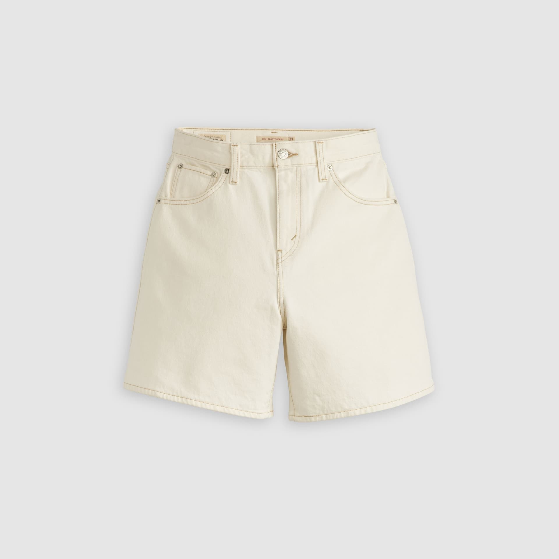 Levi's Short Oversize Donna Vita Alta Denim Bianco Snowing In LA A93110007 - 6