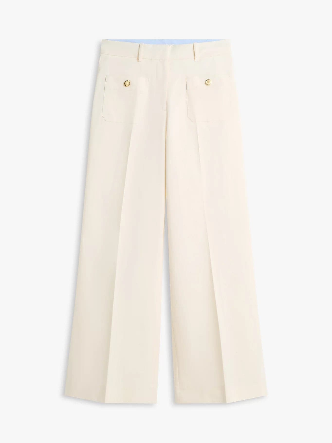 Pantalone donna Tommy Hilfiger chino ampio bianco con bottoni dorati WW0WW49002AEF - 5