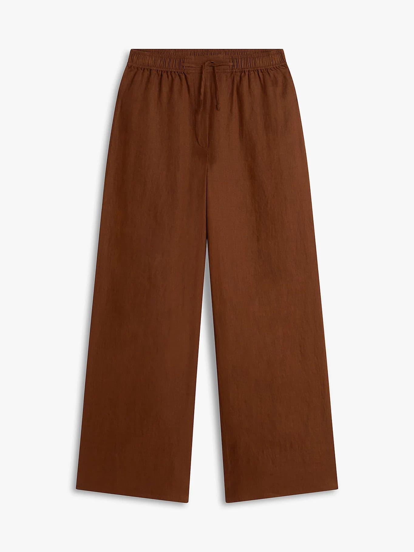 Pantalone donna Tommy Hilfiger in lino relaxed fit ampio marrone WW0WW48970GV0 - 5