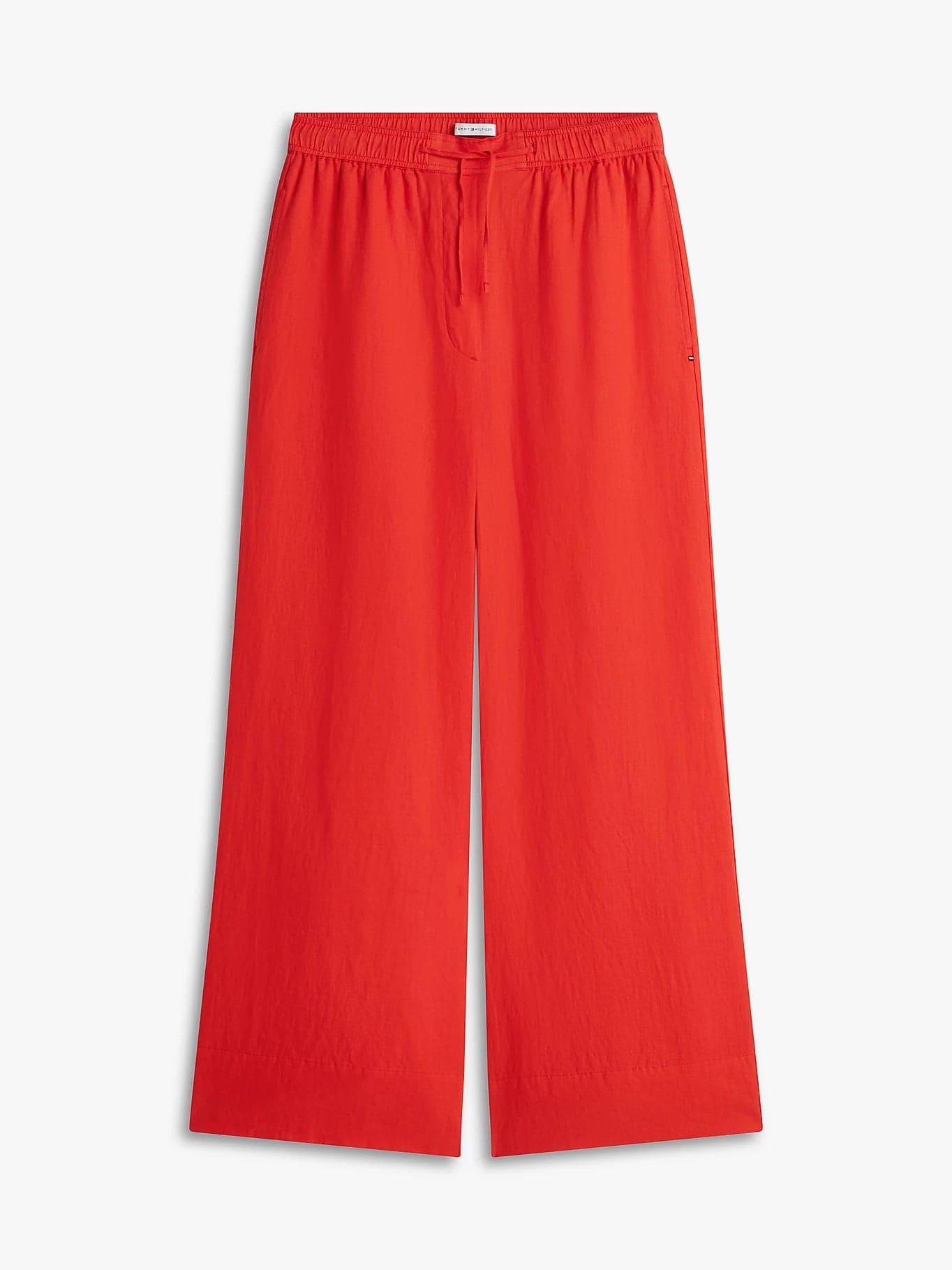 Pantalone donna Tommy Hilfiger in lino relaxed fit ampio rosso WW0WW48970SNE - 5