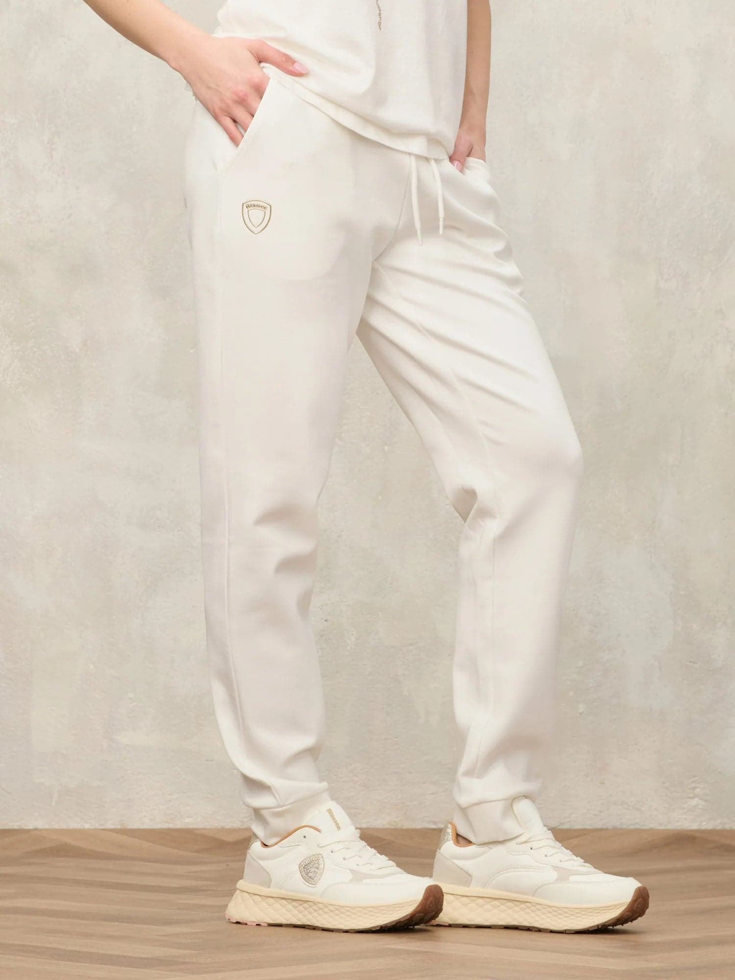 Pantaloni Donna Blauer Madison felpa con coulisse e logo – Bianco Sporco - 3