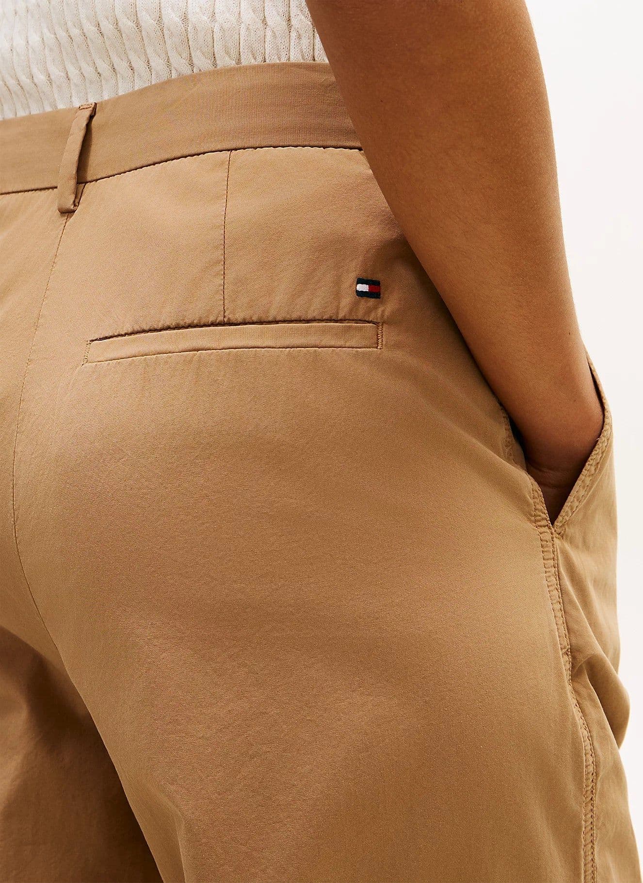 Pantaloni donna Tommy Hilfiger ampi in cotone washed beige  WW0WW49594RBH - 3