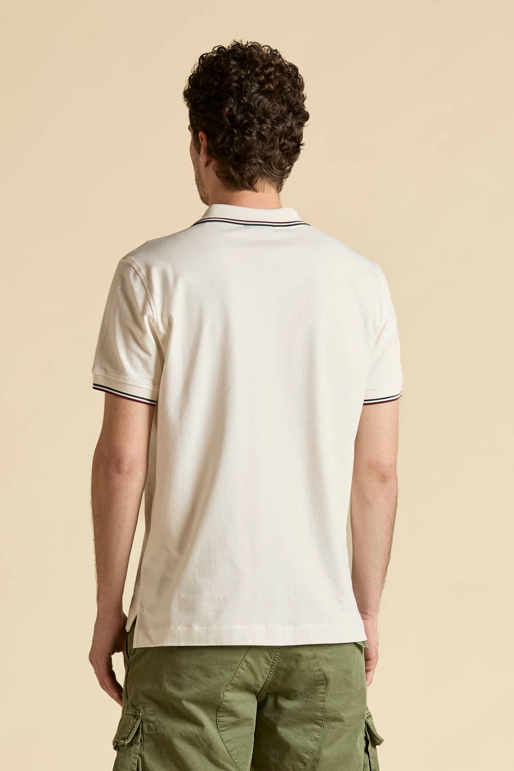 Polo Uomo Aeronautica Militare off white colletto aperto cotone stretch - 2