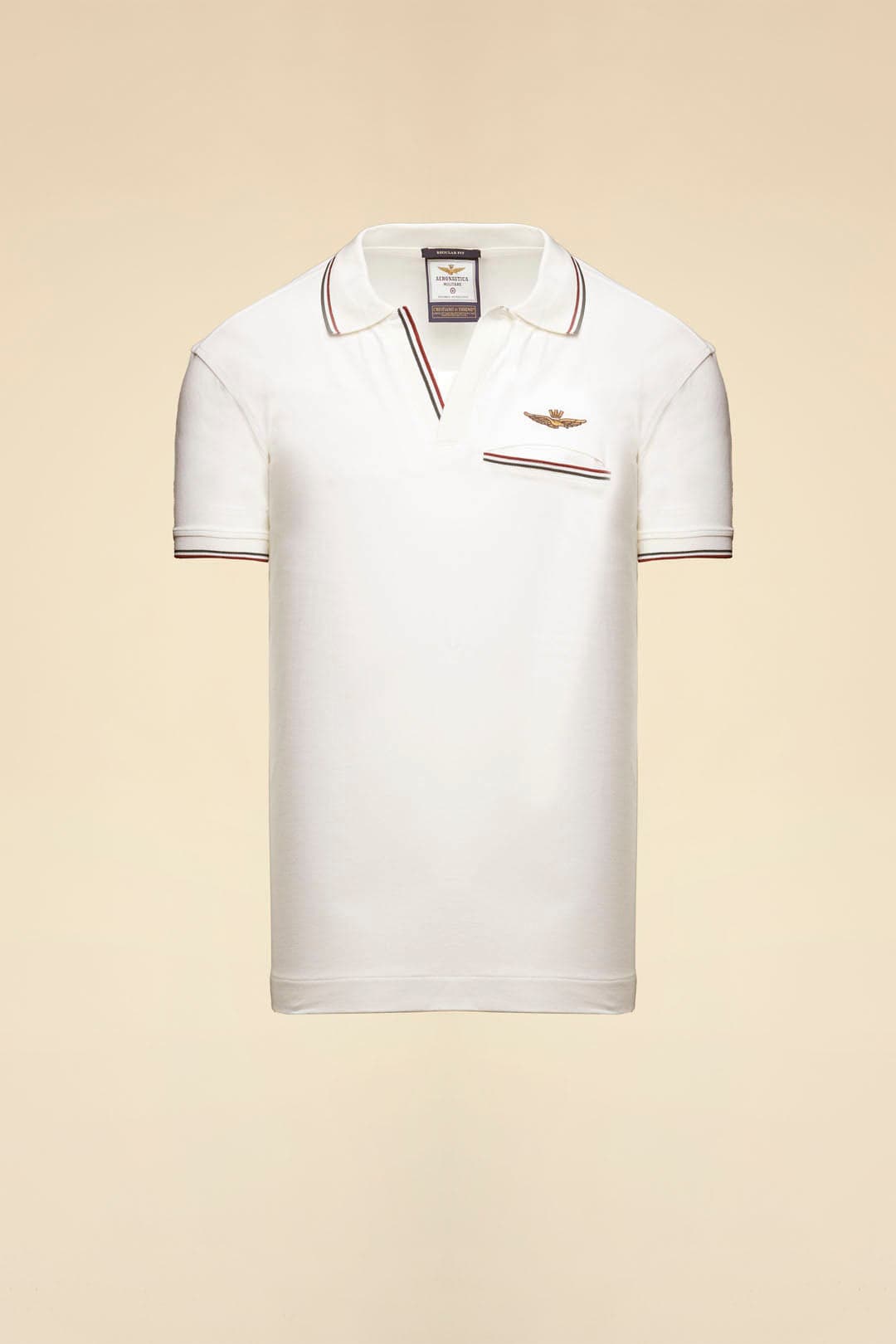 Polo Uomo Aeronautica Militare off white colletto aperto cotone stretch - 3