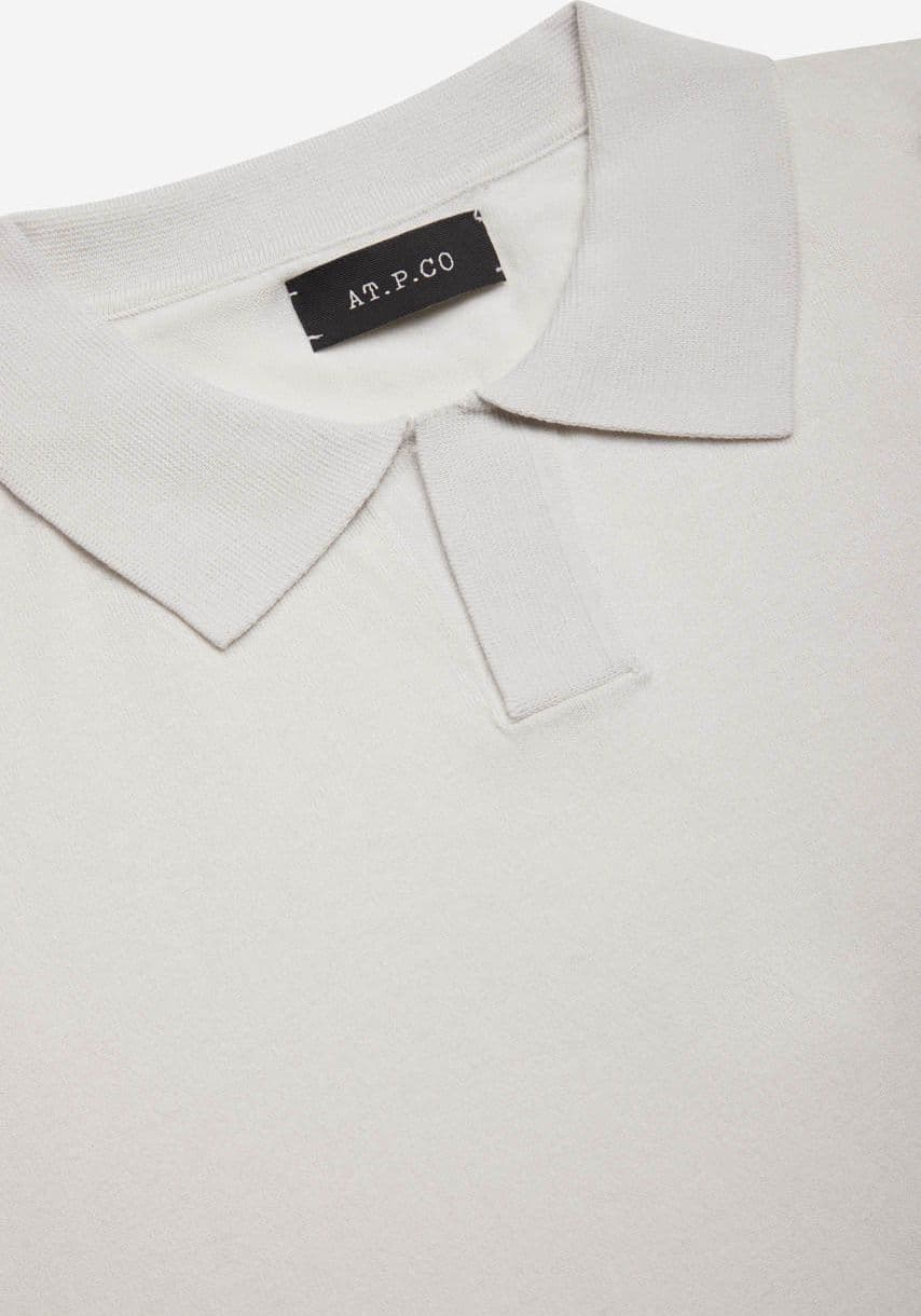 Polo uomo AT.P.CO in maglia di cotone crêpe grigio freddo manica corta collo senza bottoni - 2